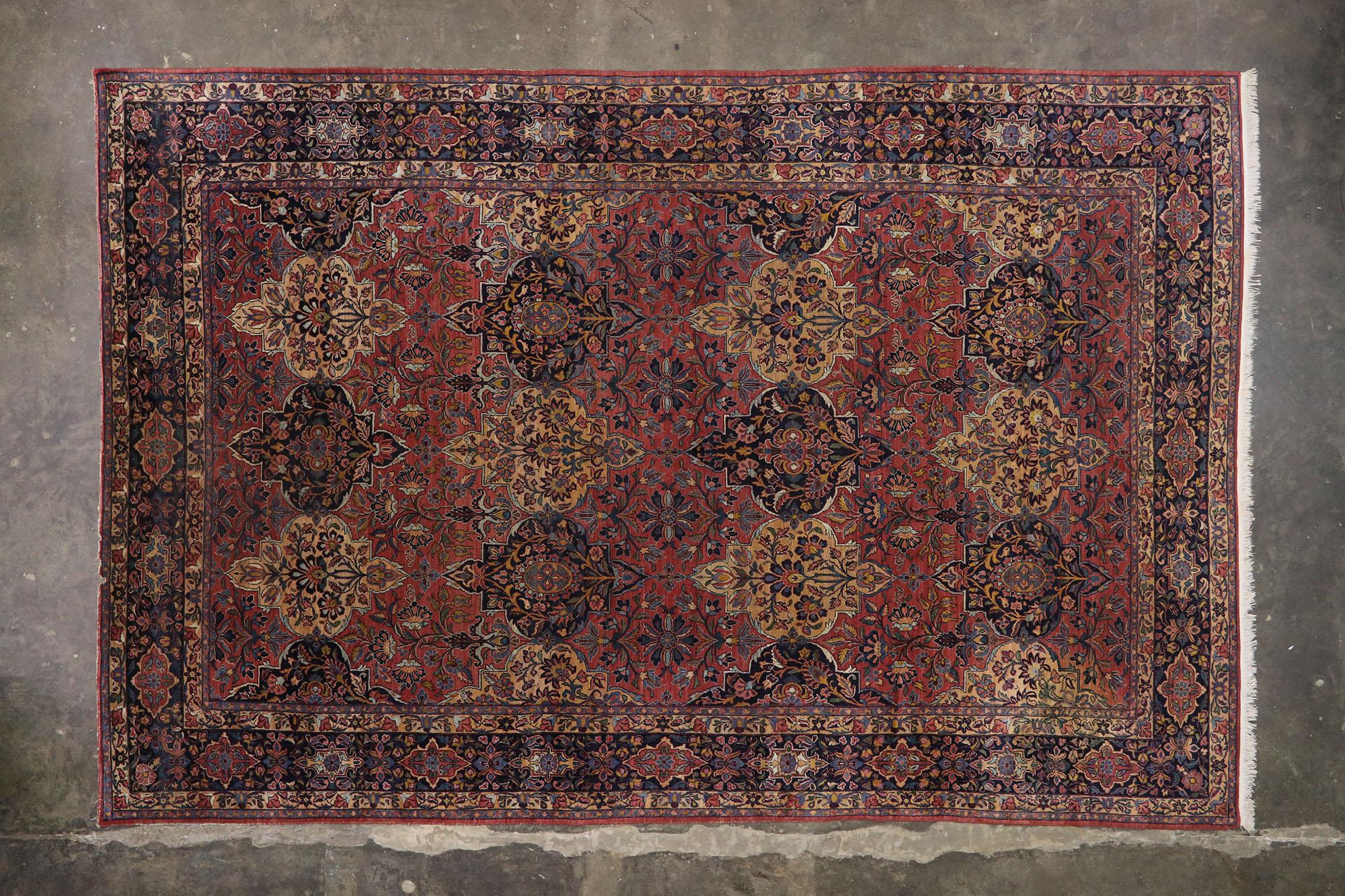 Wool Antique Persian Lilihan Rug with Victorian Renaissance Style For Sale