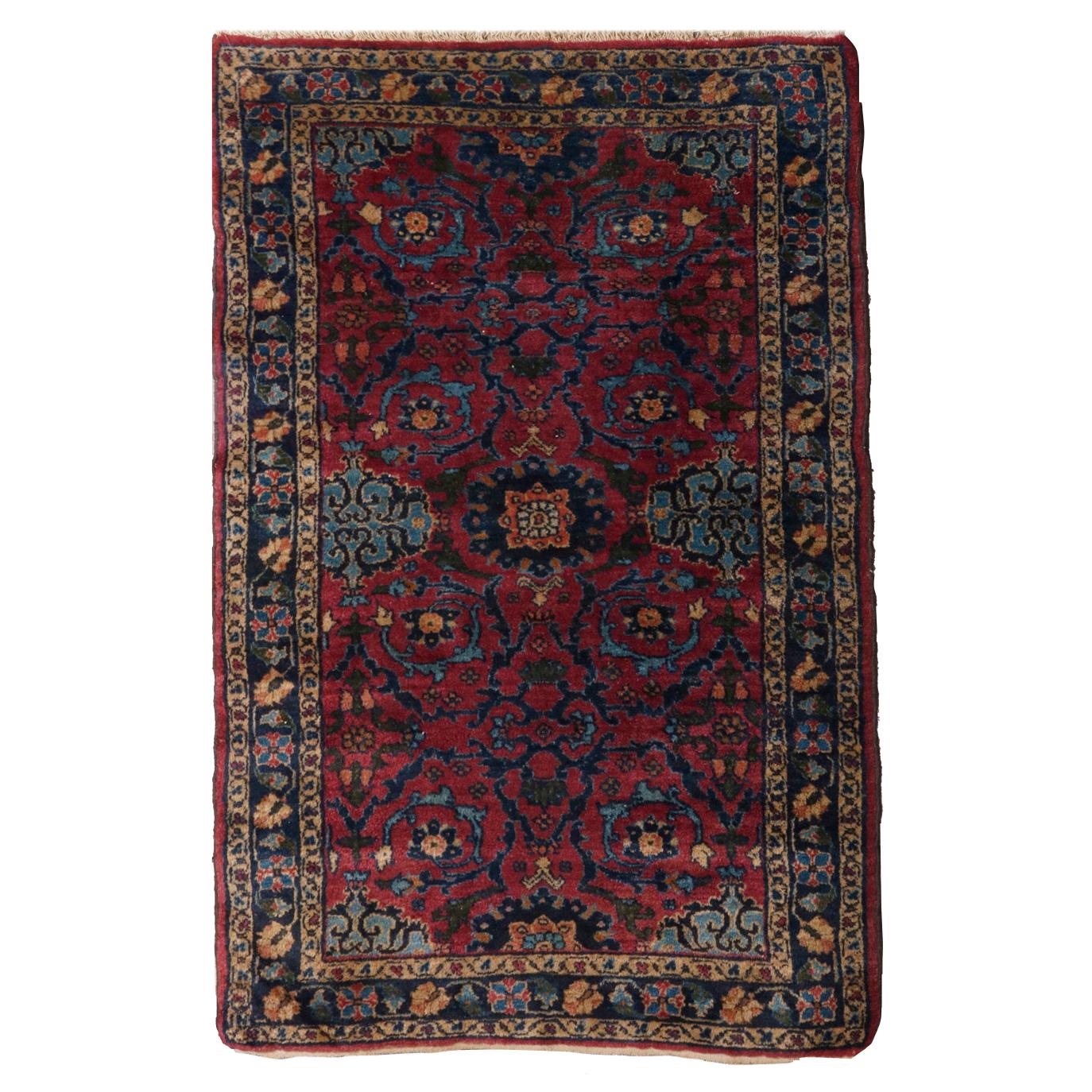 Antique Persian Lilihan Sarouk Oriental Wool Rug, circa 1930