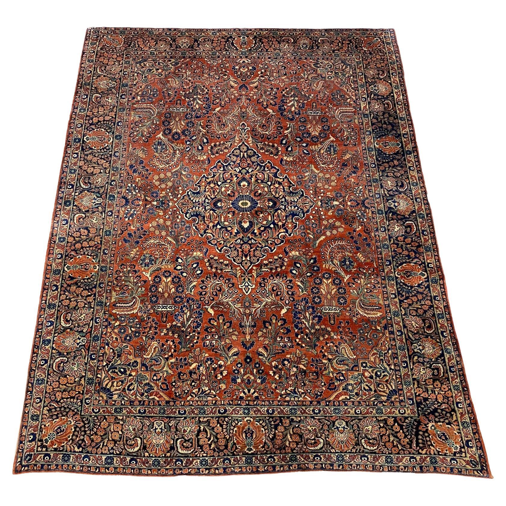 Antiker persischer Lilihan Sarouk-Teppich aus Sarouk - 11'-9" x 9' im Angebot