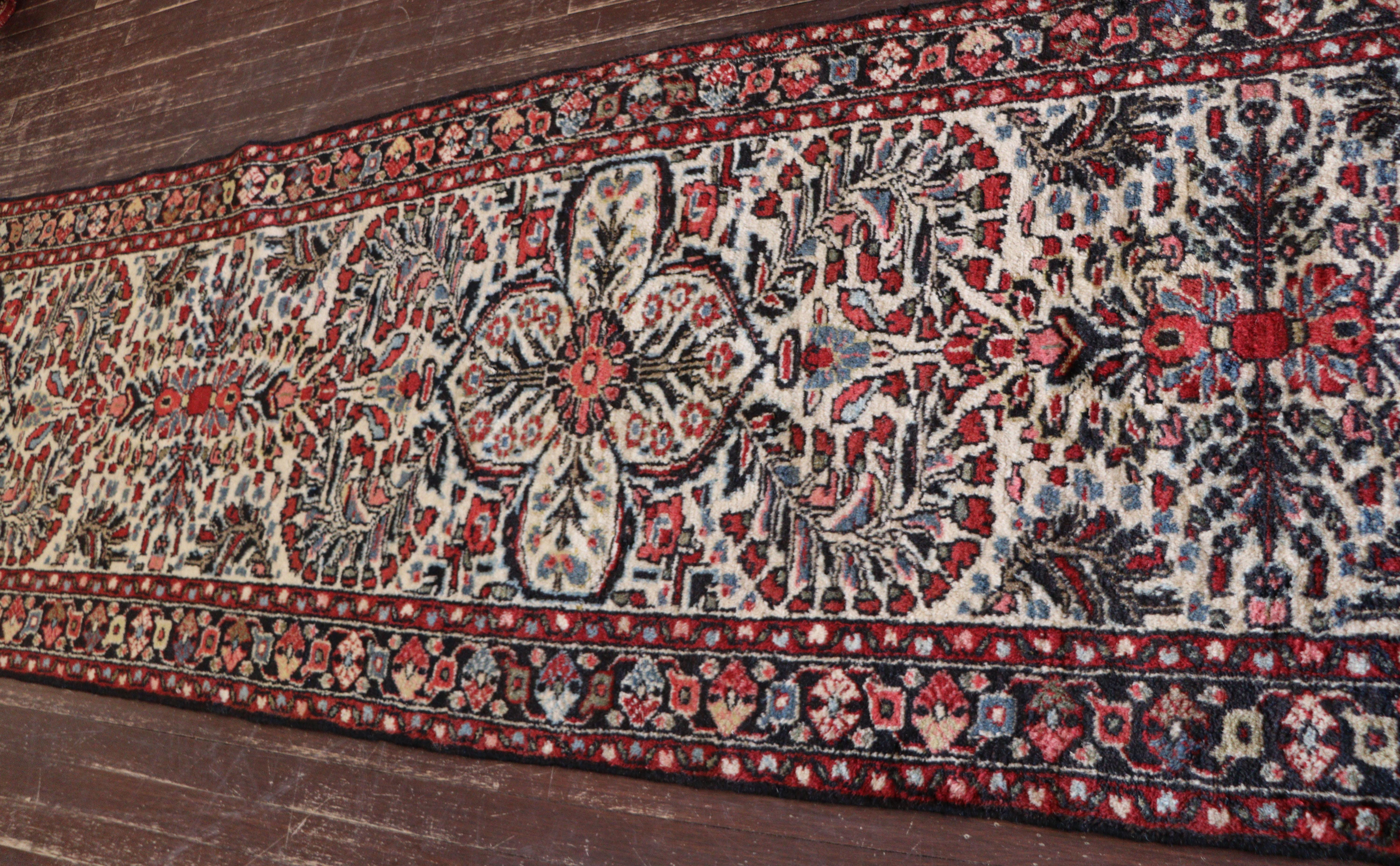 Antique Persian Lilihan/Sarouk Runner, Ivory Color 2'8