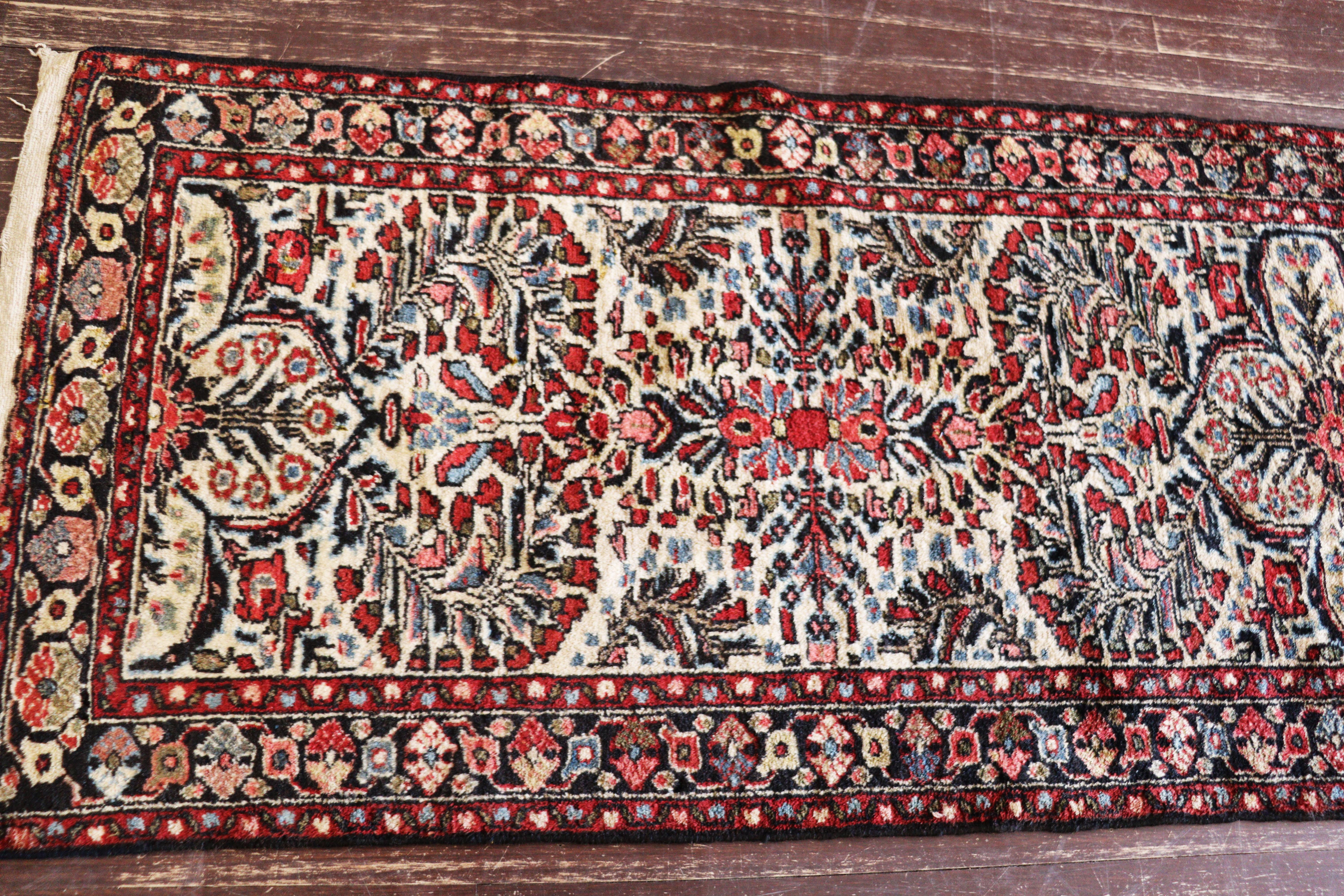 Antique Persian Lilihan/Sarouk Runner, Ivory Color 2'8