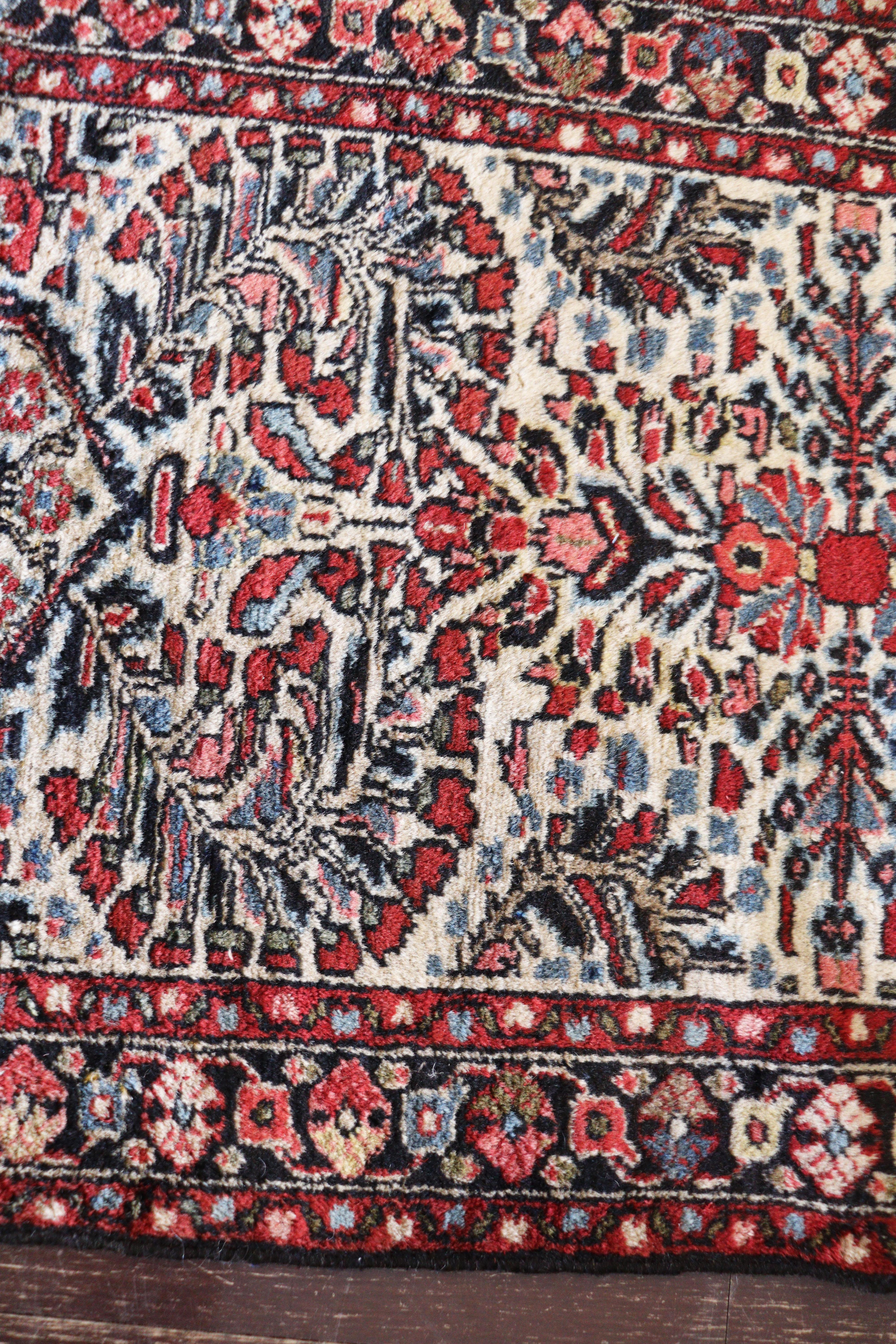 Hand-Knotted Antique Persian Lilihan/Sarouk Runner, Ivory Color 2'8