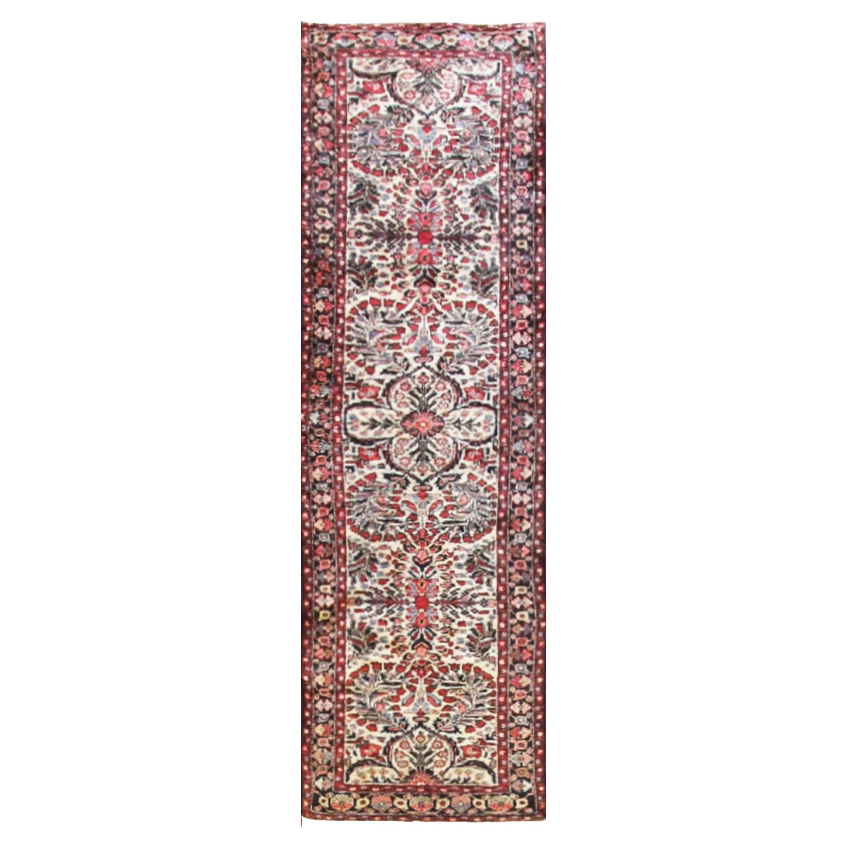 Antique Persian Lilihan/Sarouk Runner, Ivory Color 2'8" x 9'8" For Sale