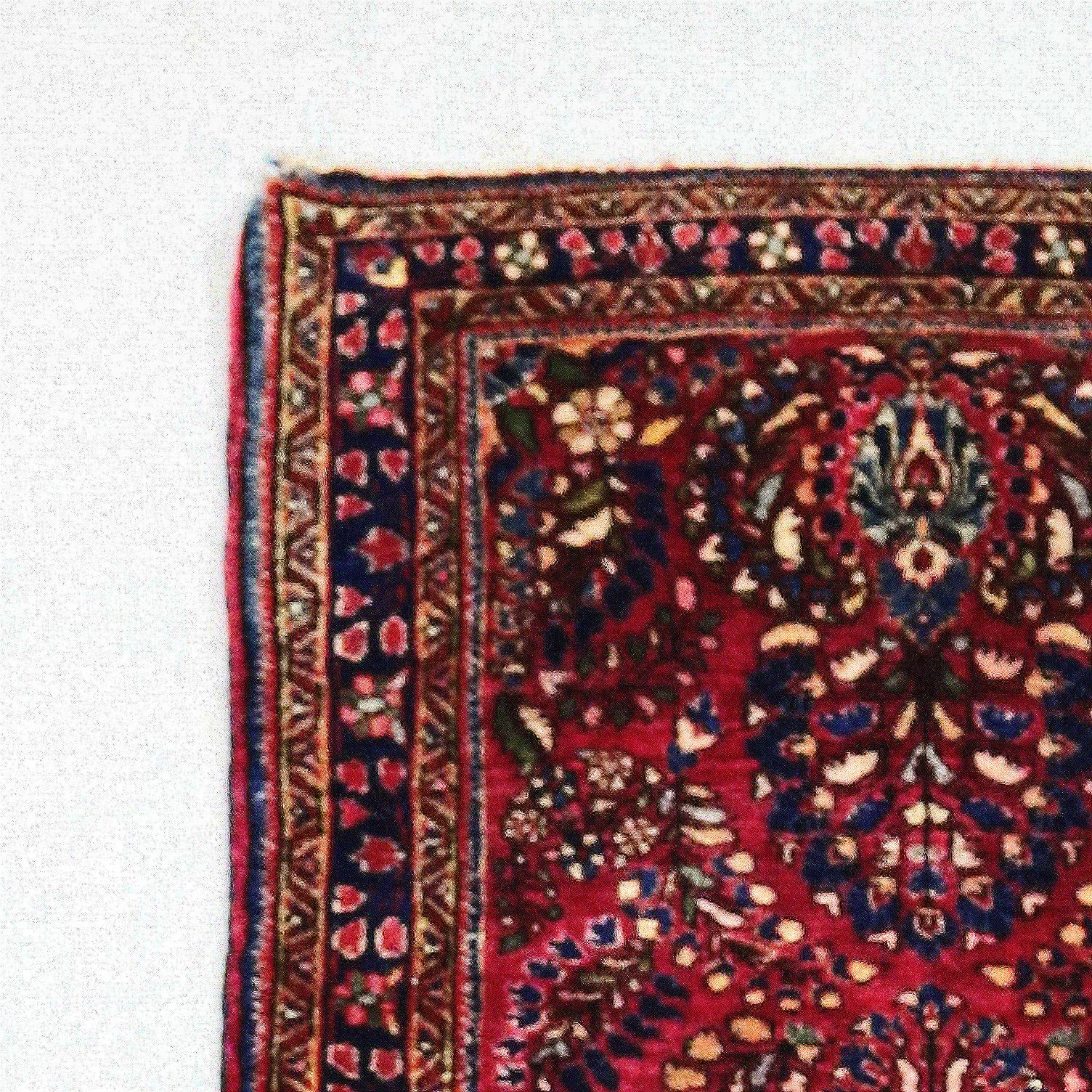 Woven Antique Persian Lillian Sarouk Floral Oriental Rug, circa 1921