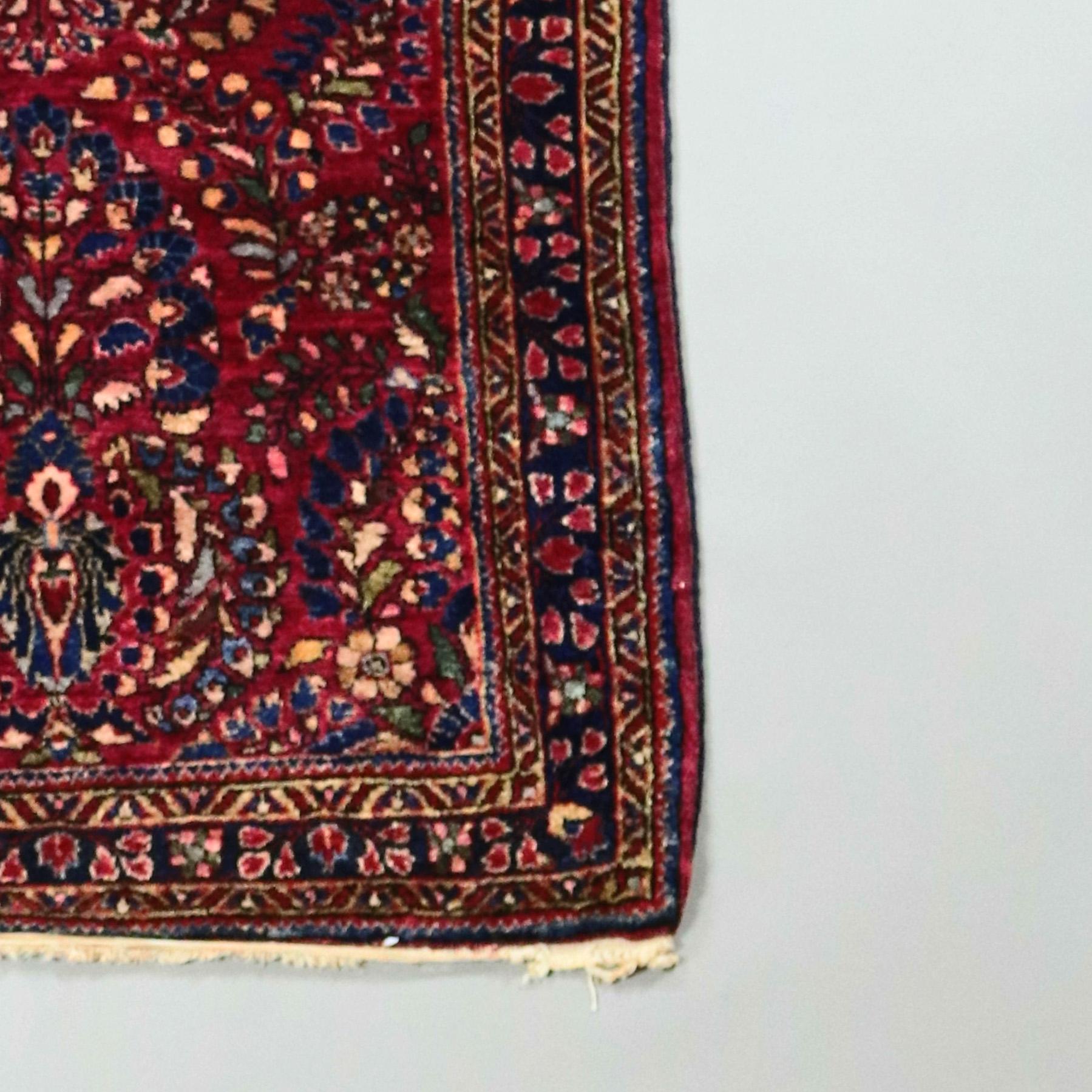 Wool Antique Persian Lillian Sarouk Floral Oriental Rug, circa 1921