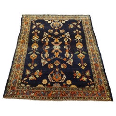 Antique Persian Lilyhan Rug, Navy Colored Field, Wool, 1915