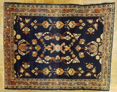 Antique Persian Lilyhan Rug, Navy Colored Field, Wool, 1915
