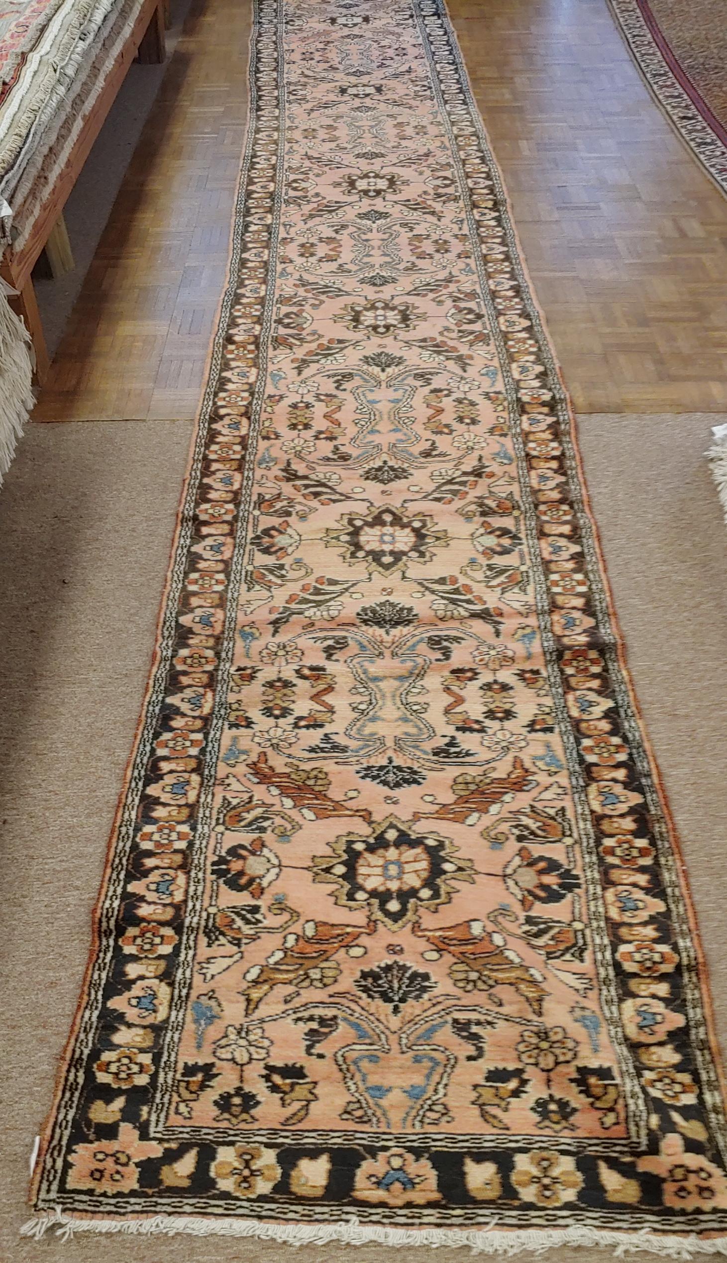 Sarouk Farahan Antique Persian Lilyhan Rug, Rust/Mauve Colored Field, 1915 runner 2-5x16=4 For Sale