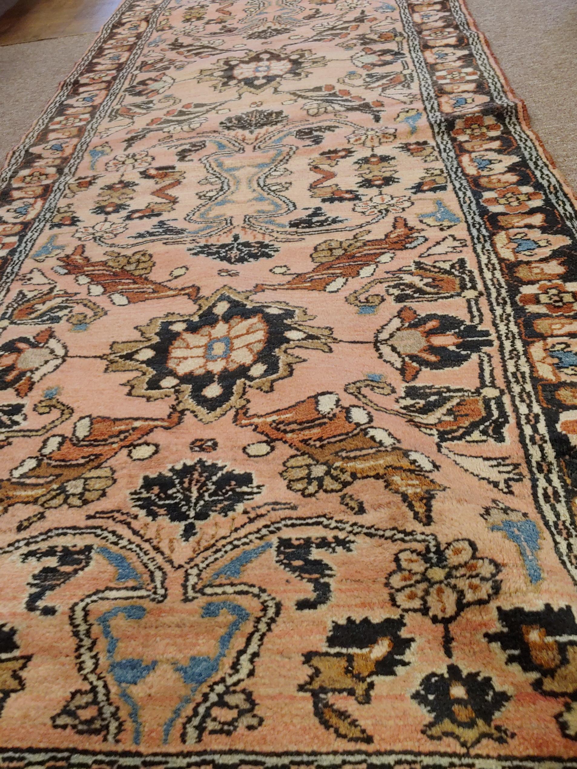 20th Century Antique Persian Lilyhan Rug, Rust/Mauve Colored Field, 1915 runner 2-5x16=4 For Sale