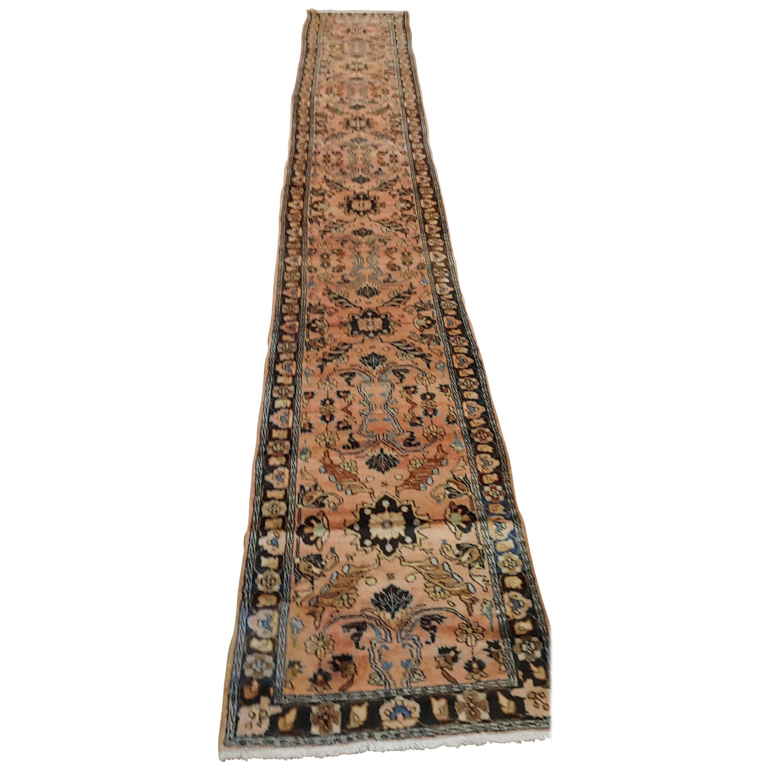 Antique Persian Lilyhan Rug, Rust/Mauve Colored Field, 1915 runner 2-5x16=4 For Sale