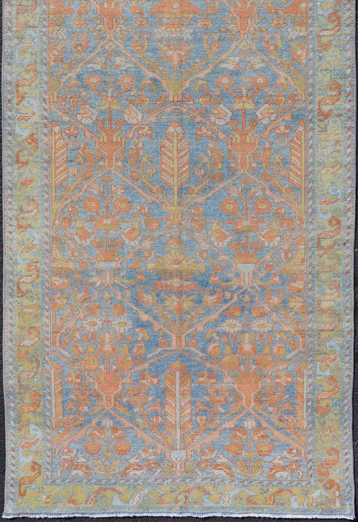 Antique Persian Long Malayer Runner with All over Geometric Design In Good Condition For Sale In Atlanta, GA