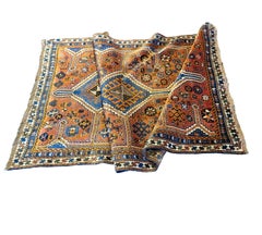 Antique Persian Lori - Geometric Nomadic Rug - Rust / Orange and Blue