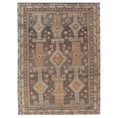 Antique Persian Lori Rug with All-Over Geometric Tribal Design On A Grey Field