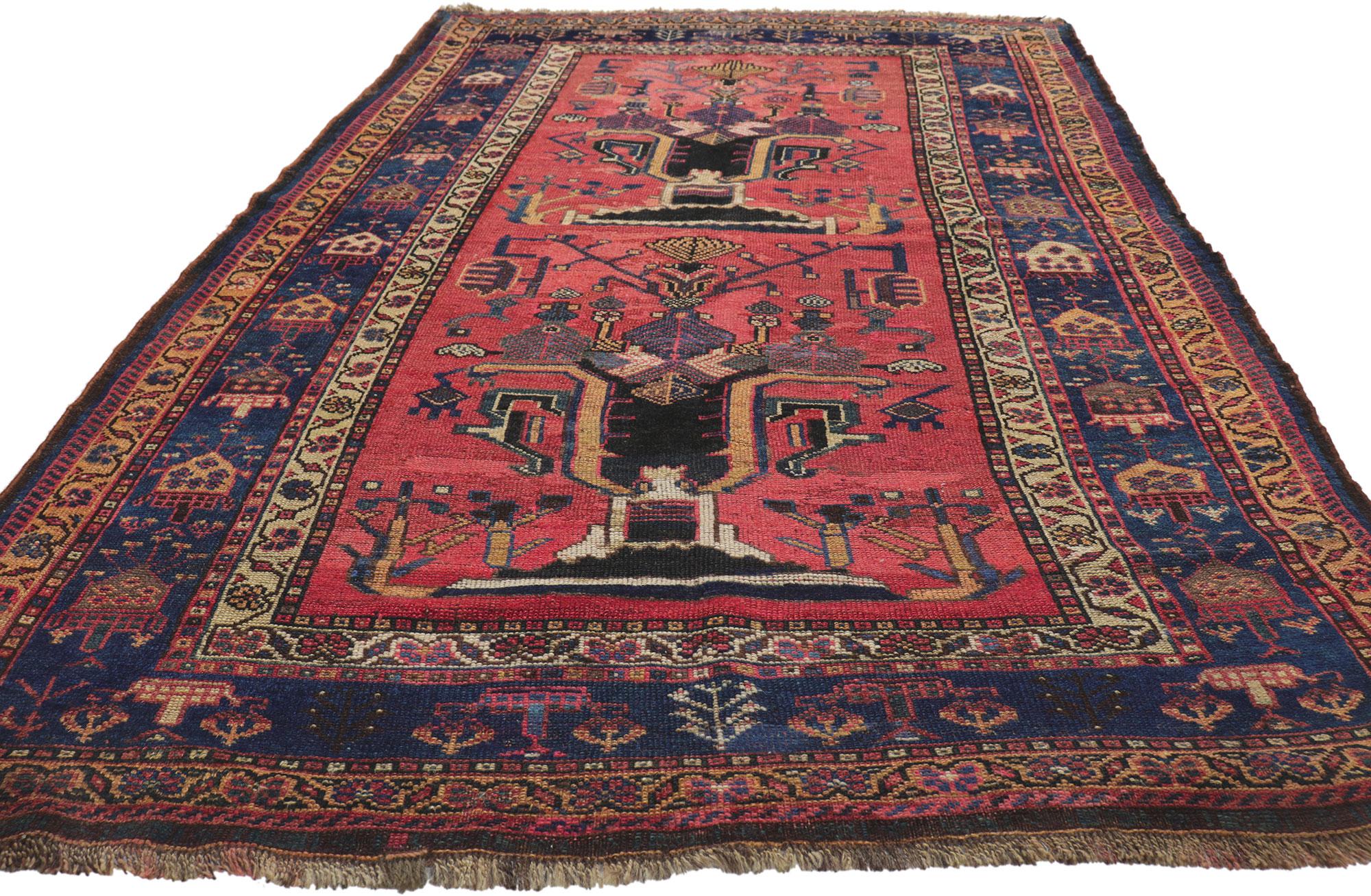 Moderne Tapis persan ancien Lori avec motif de vase en vente