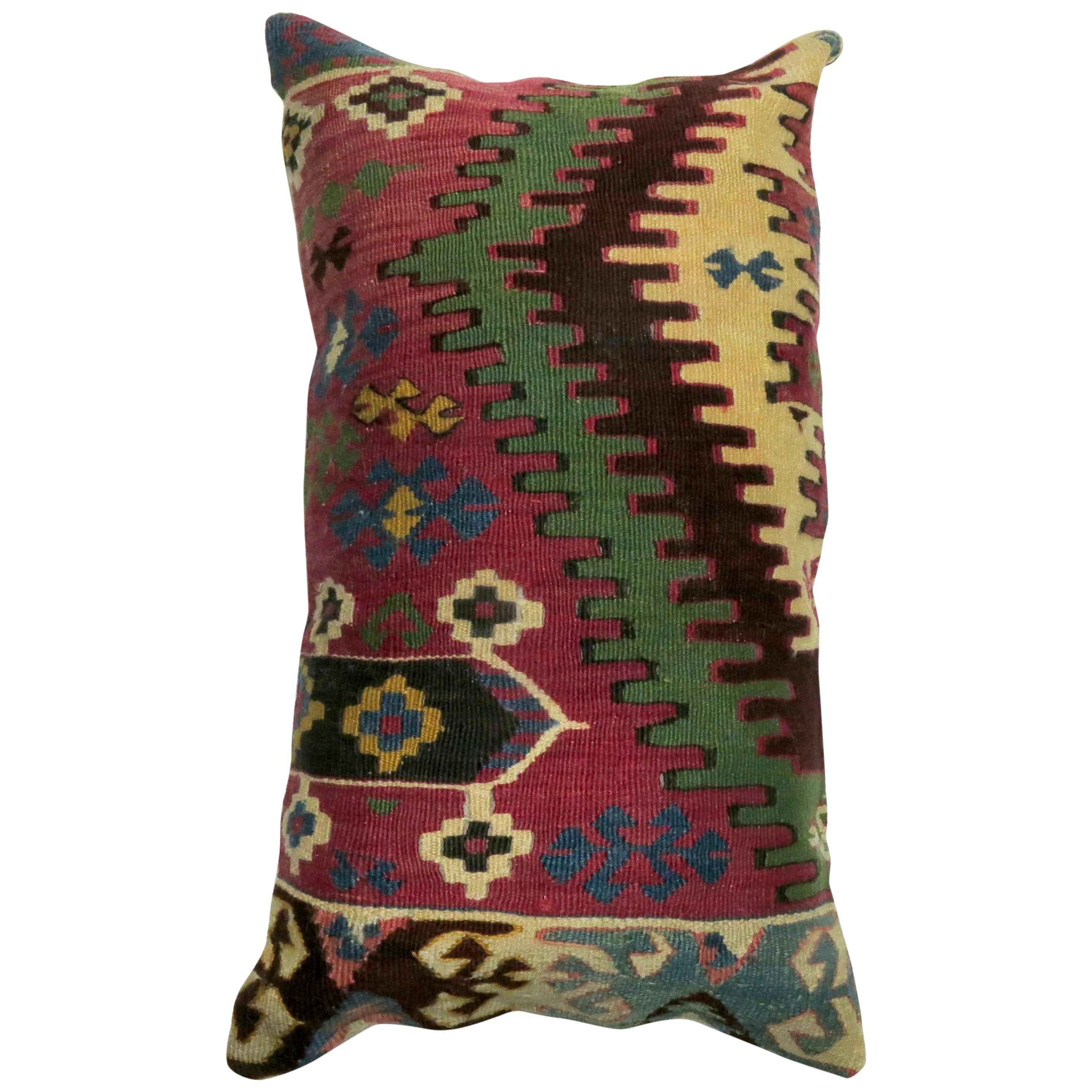 Antique Persian Lumbar Kilim Pillow