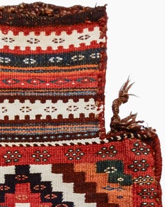 Antique Persian Luri Bakhtiari Flatwoven Salt Bag in Cotton, c. 1900