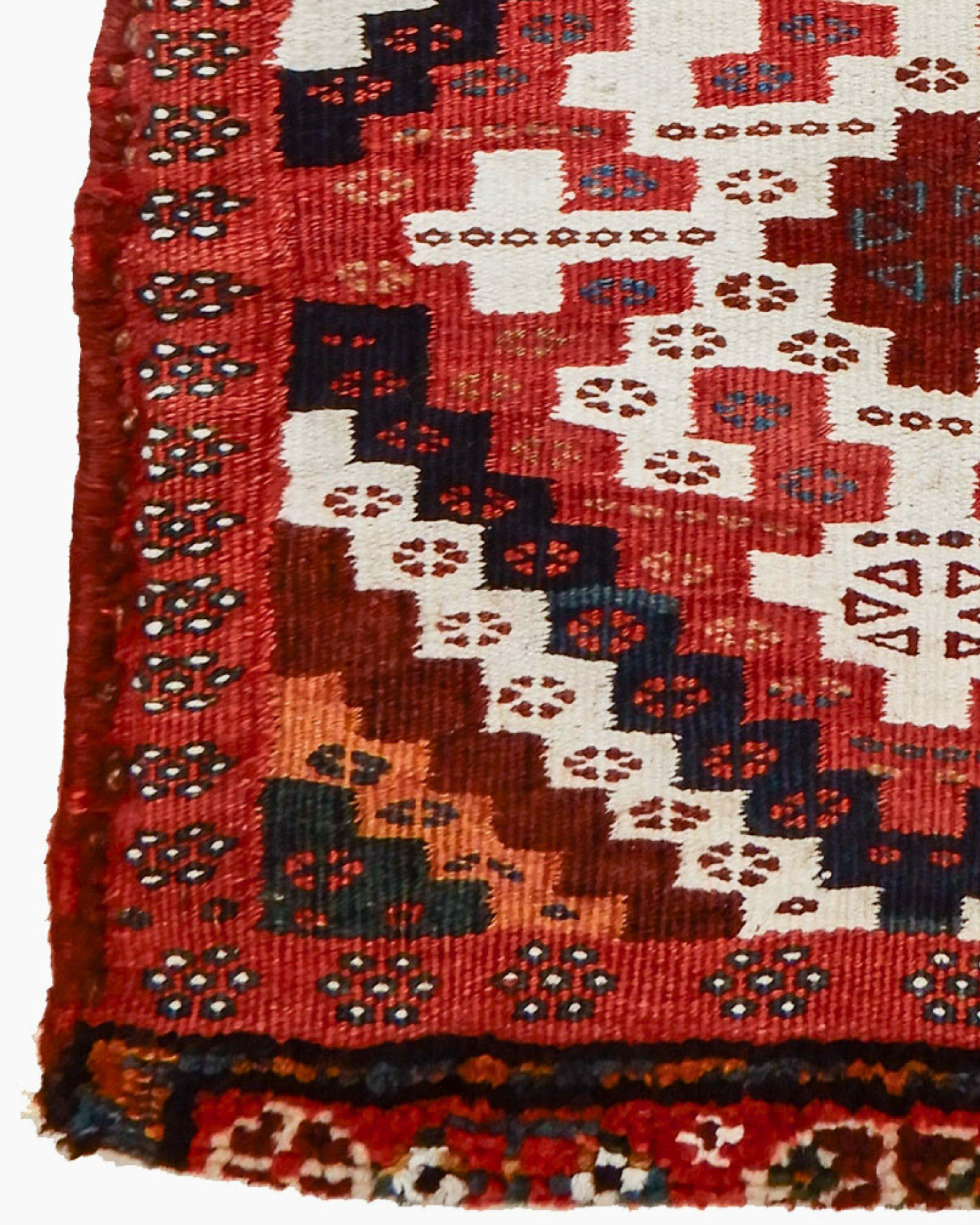 Antike persische Luri Bakhtiari Flachgewebe Salztasche aus Baumwolle, um 1900 (Handgeknüpft) im Angebot