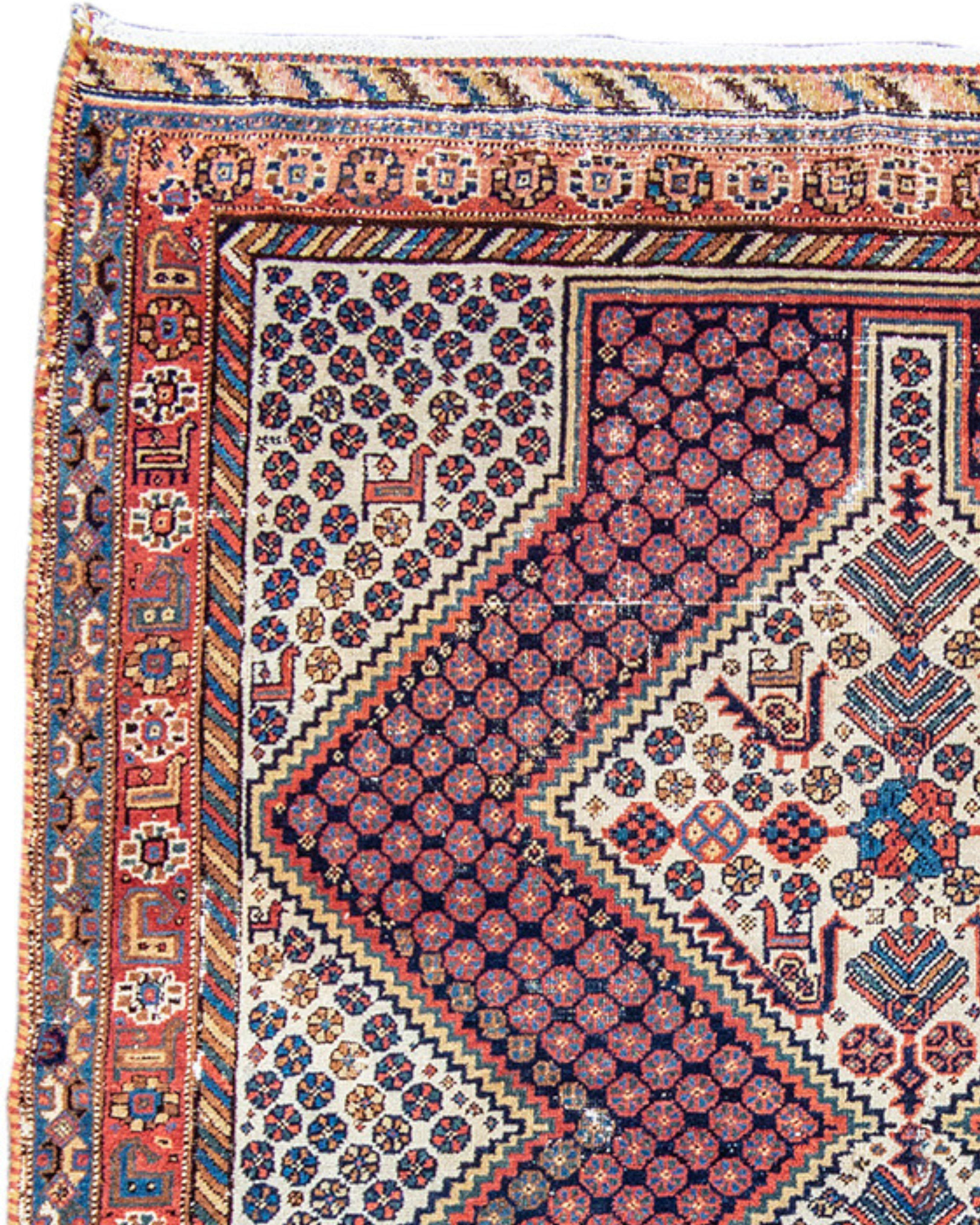 Hand-Knotted Antique Persian Luri Rug, 19th Century For Sale