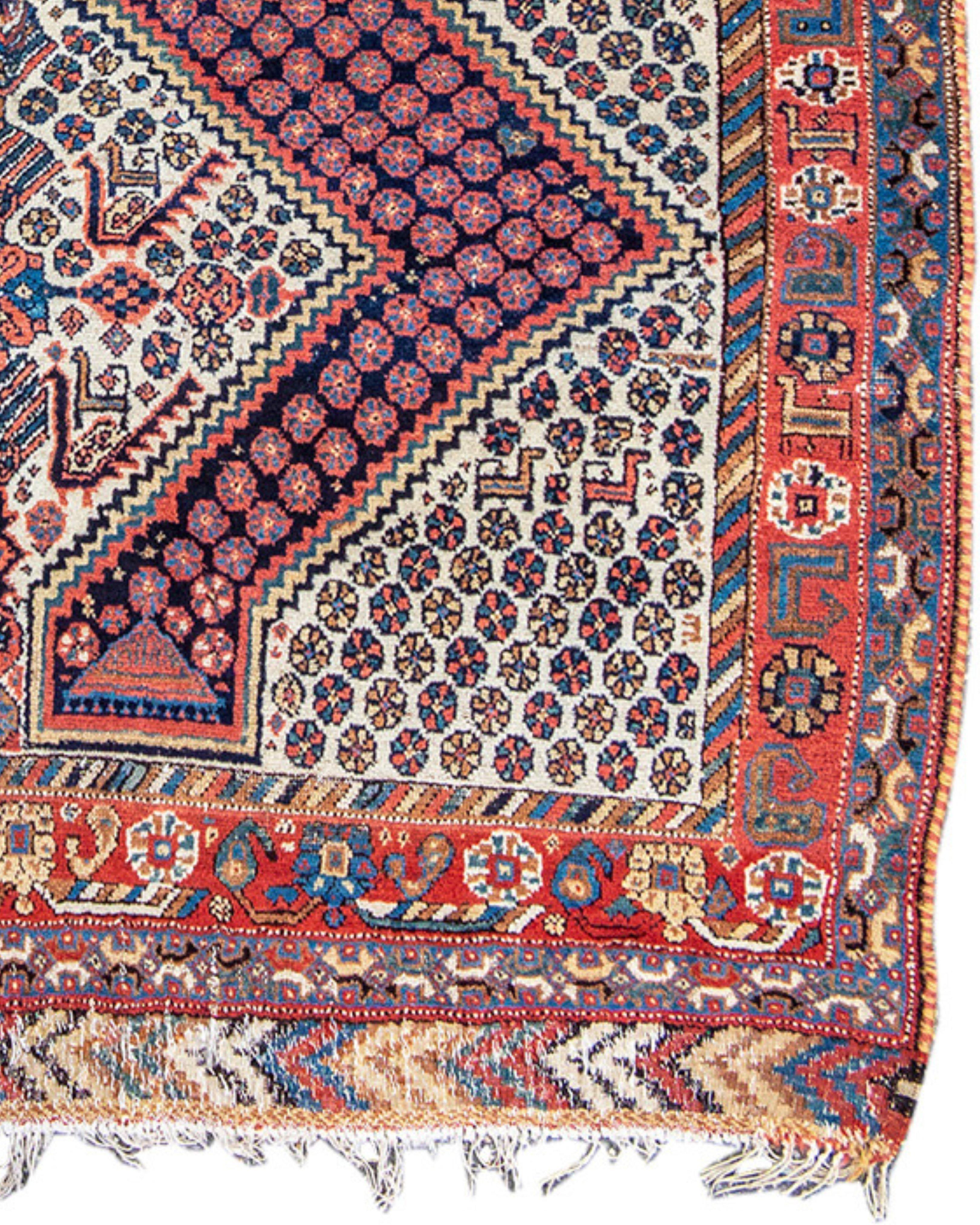 Wool Antique Persian Luri Rug, 19th Century For Sale