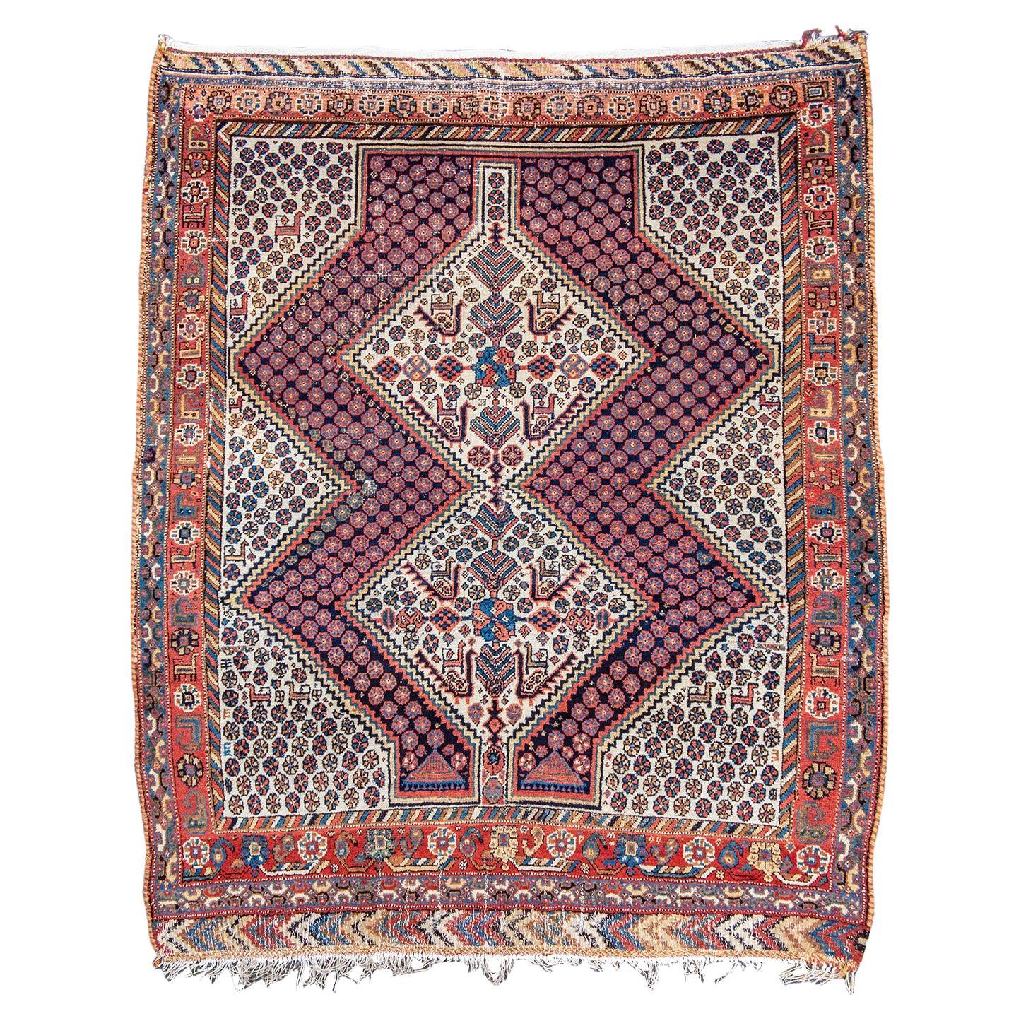 Antique Persian Luri Rug, 19th Century For Sale