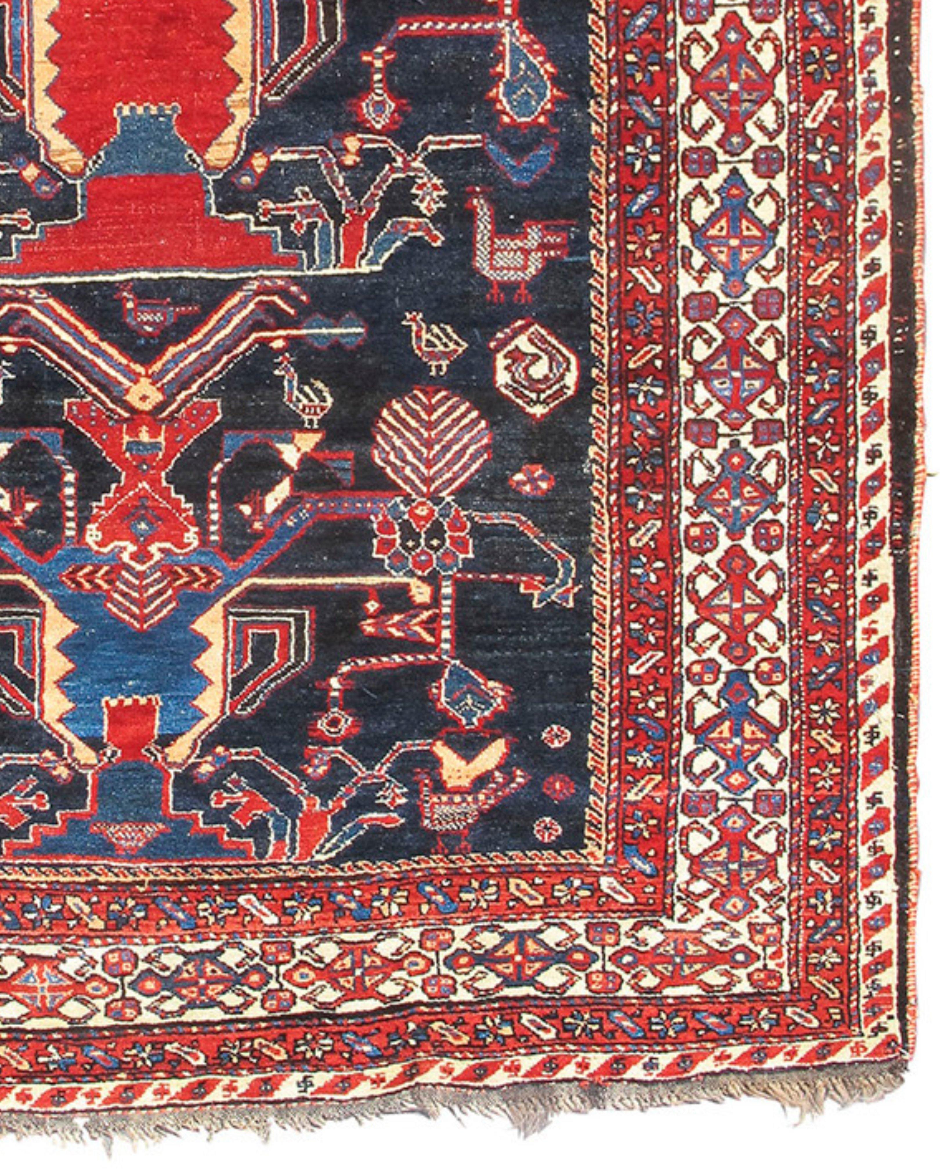 Wool Antique Persian Luri Rug, c. 1900 For Sale