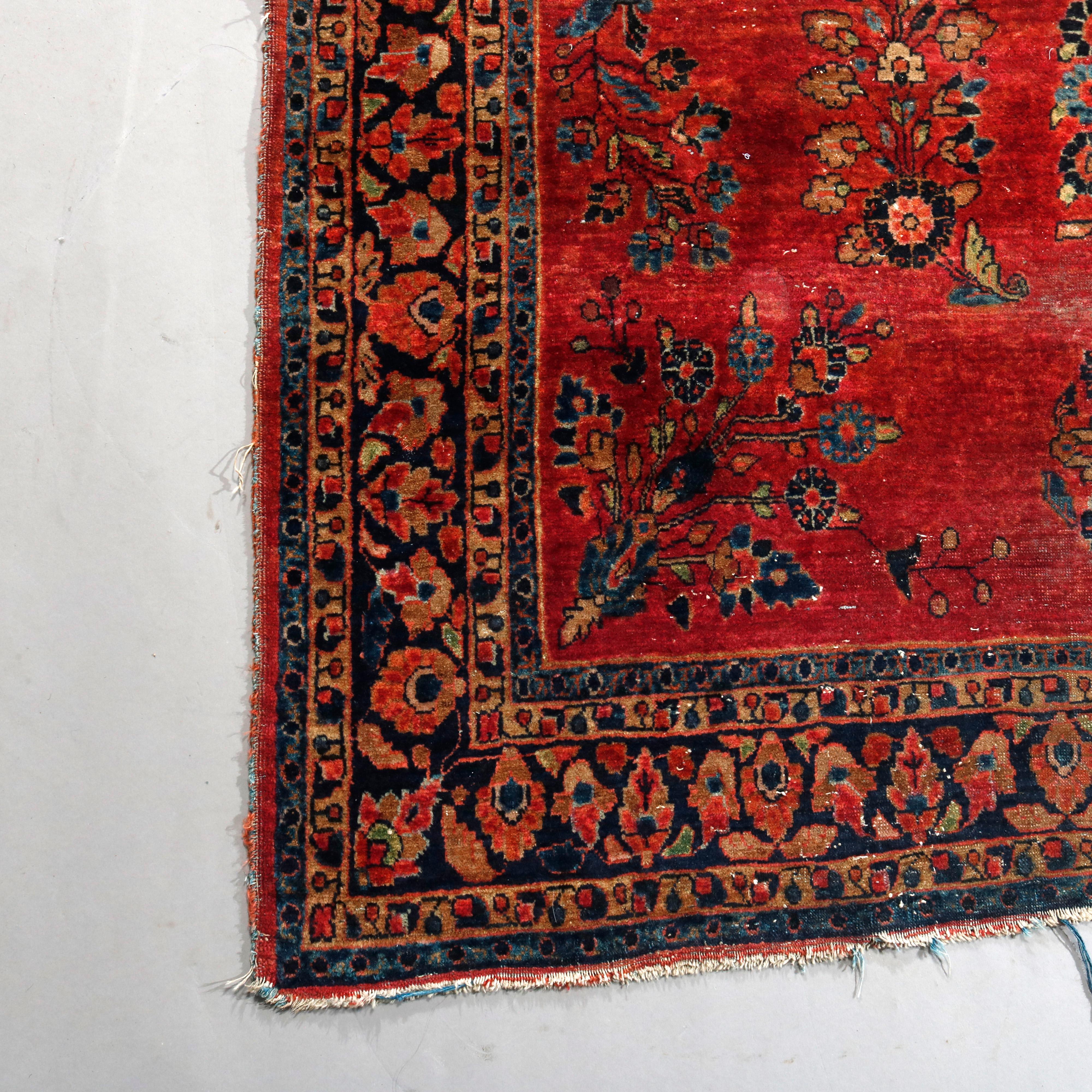 Antique Persian Mahajeran Sarouk Wool Oriental Rug, circa 1920 5