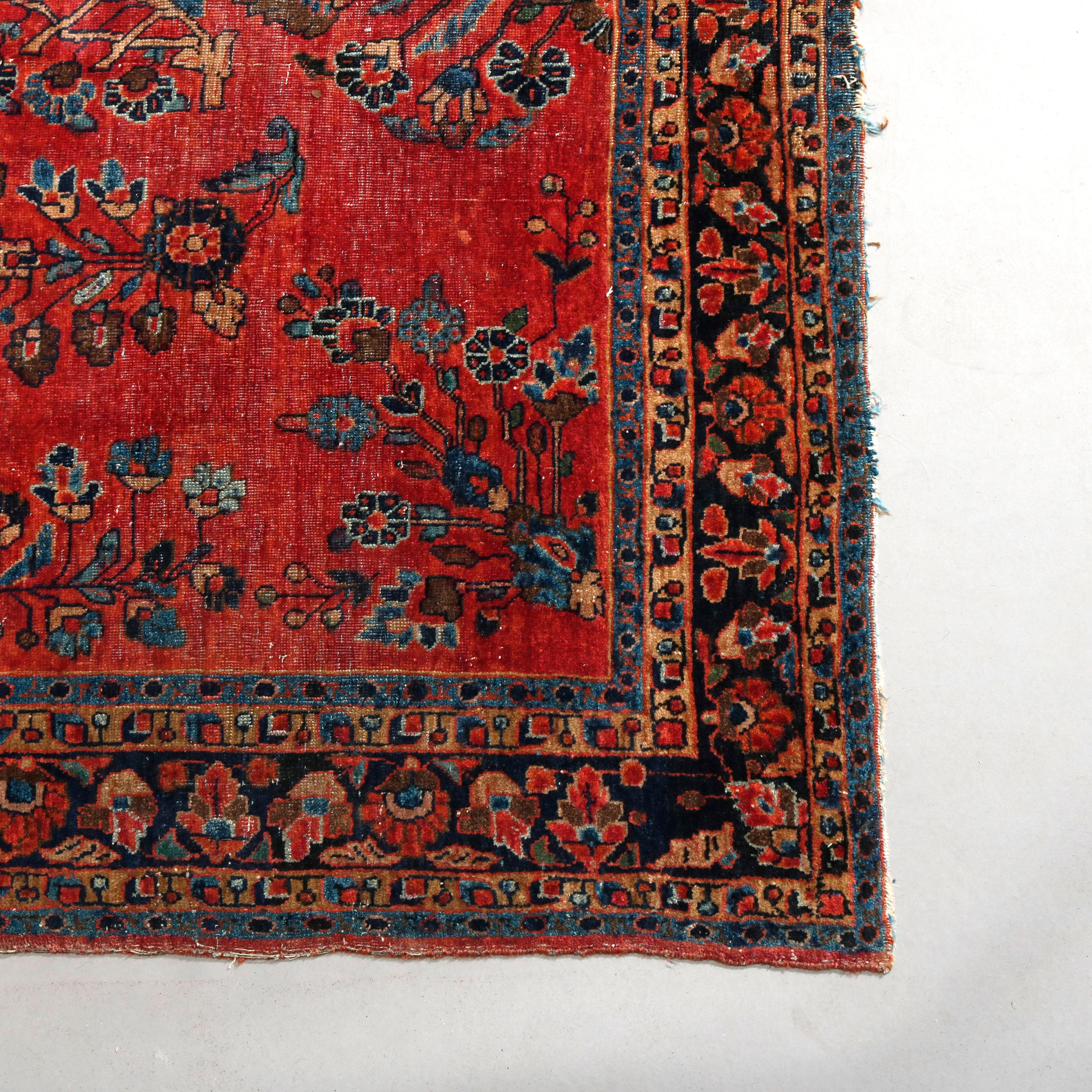 Antique Persian Mahajeran Sarouk Wool Oriental Rug, circa 1920 6