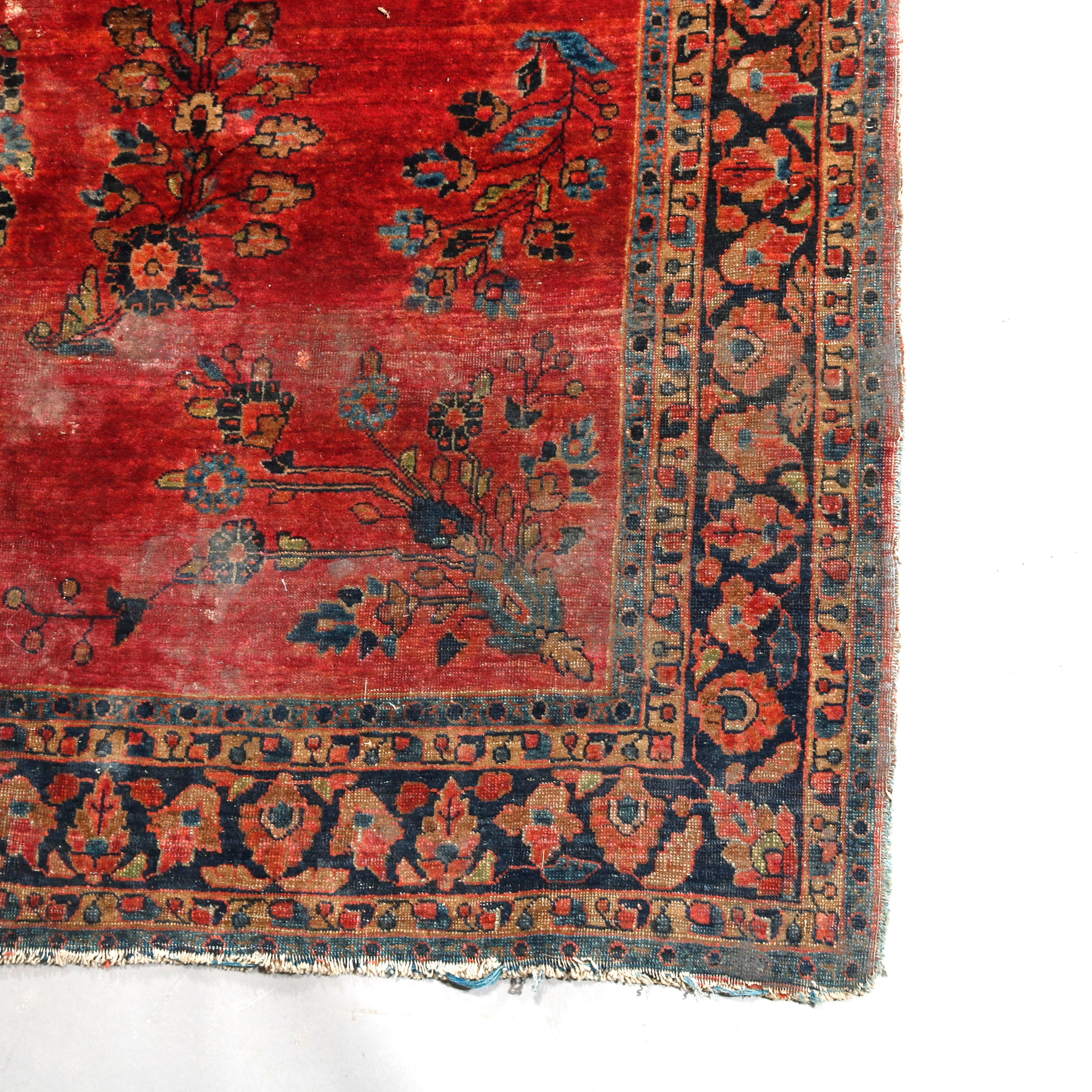 Antique Persian Mahajeran Sarouk Wool Oriental Rug, circa 1920 7