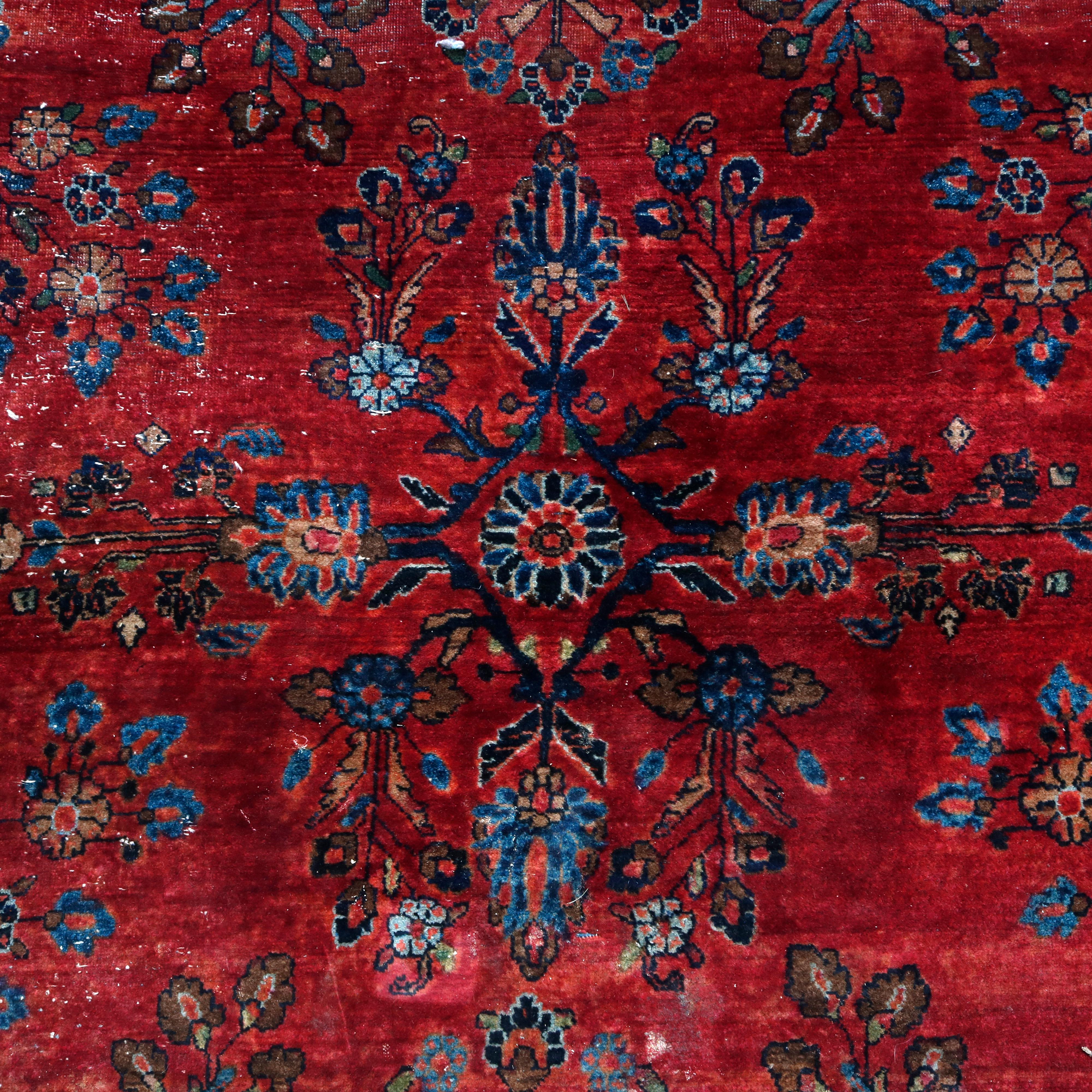 Woven Antique Persian Mahajeran Sarouk Wool Oriental Rug, circa 1920