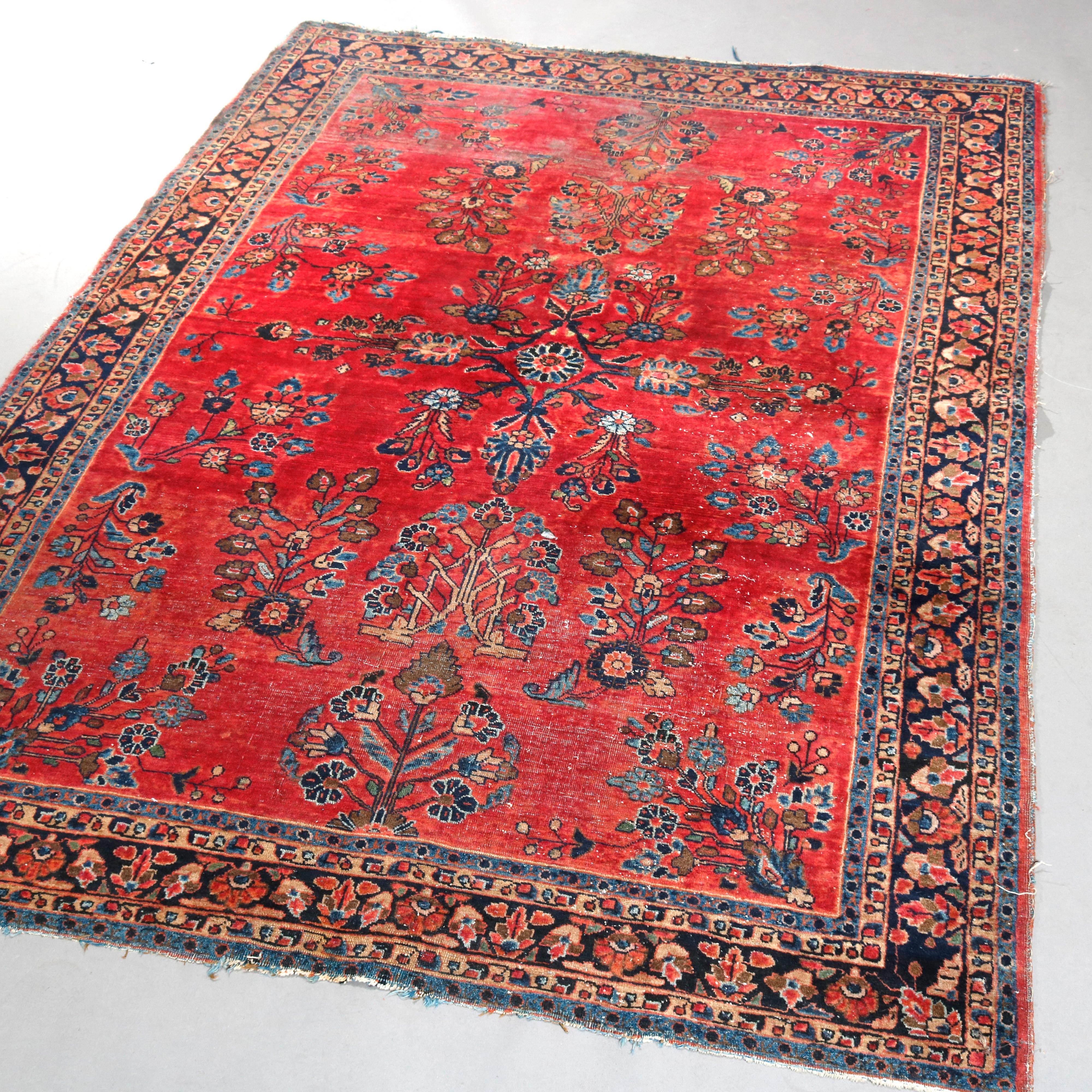 Antique Persian Mahajeran Sarouk Wool Oriental Rug, circa 1920 In Good Condition In Big Flats, NY