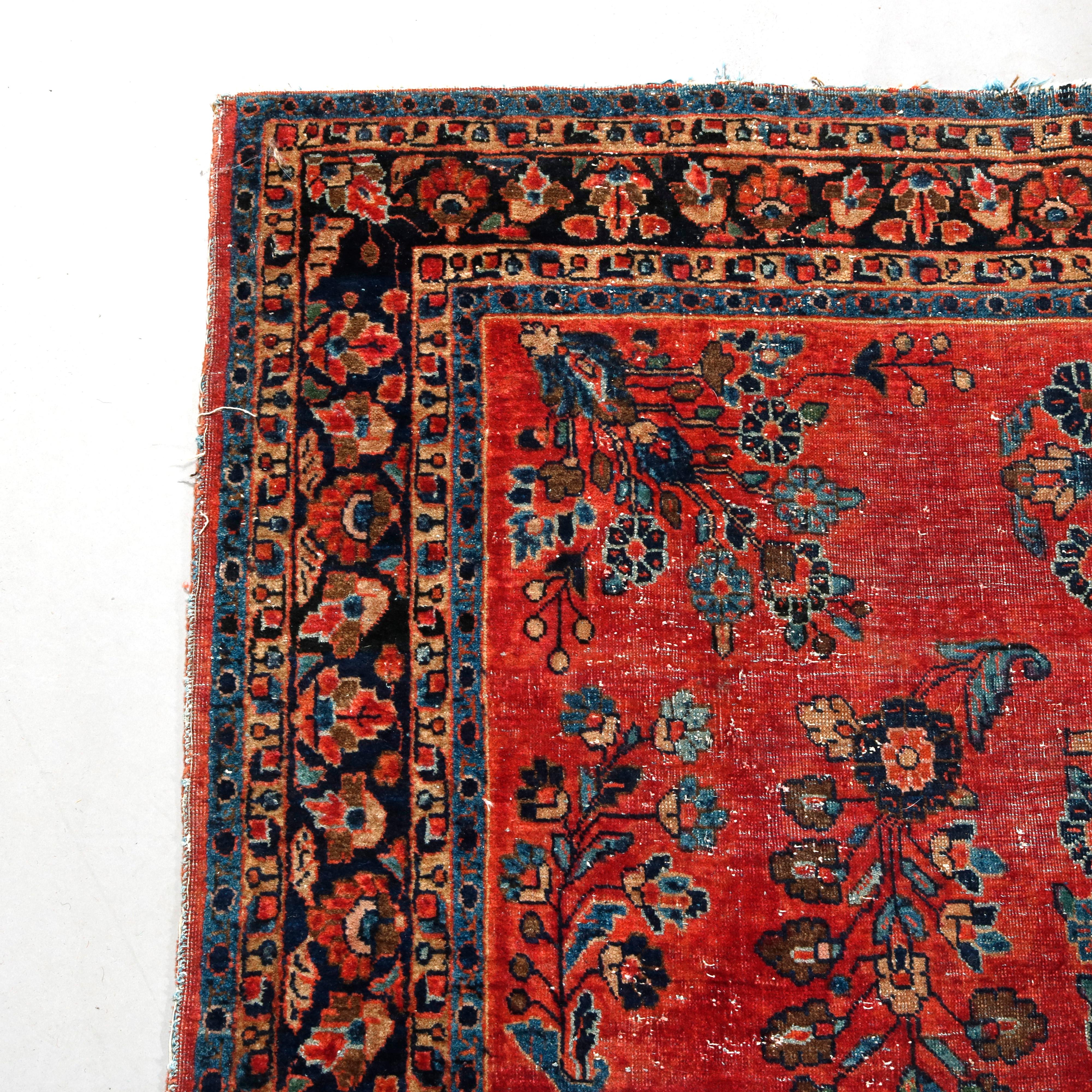 20th Century Antique Persian Mahajeran Sarouk Wool Oriental Rug, circa 1920