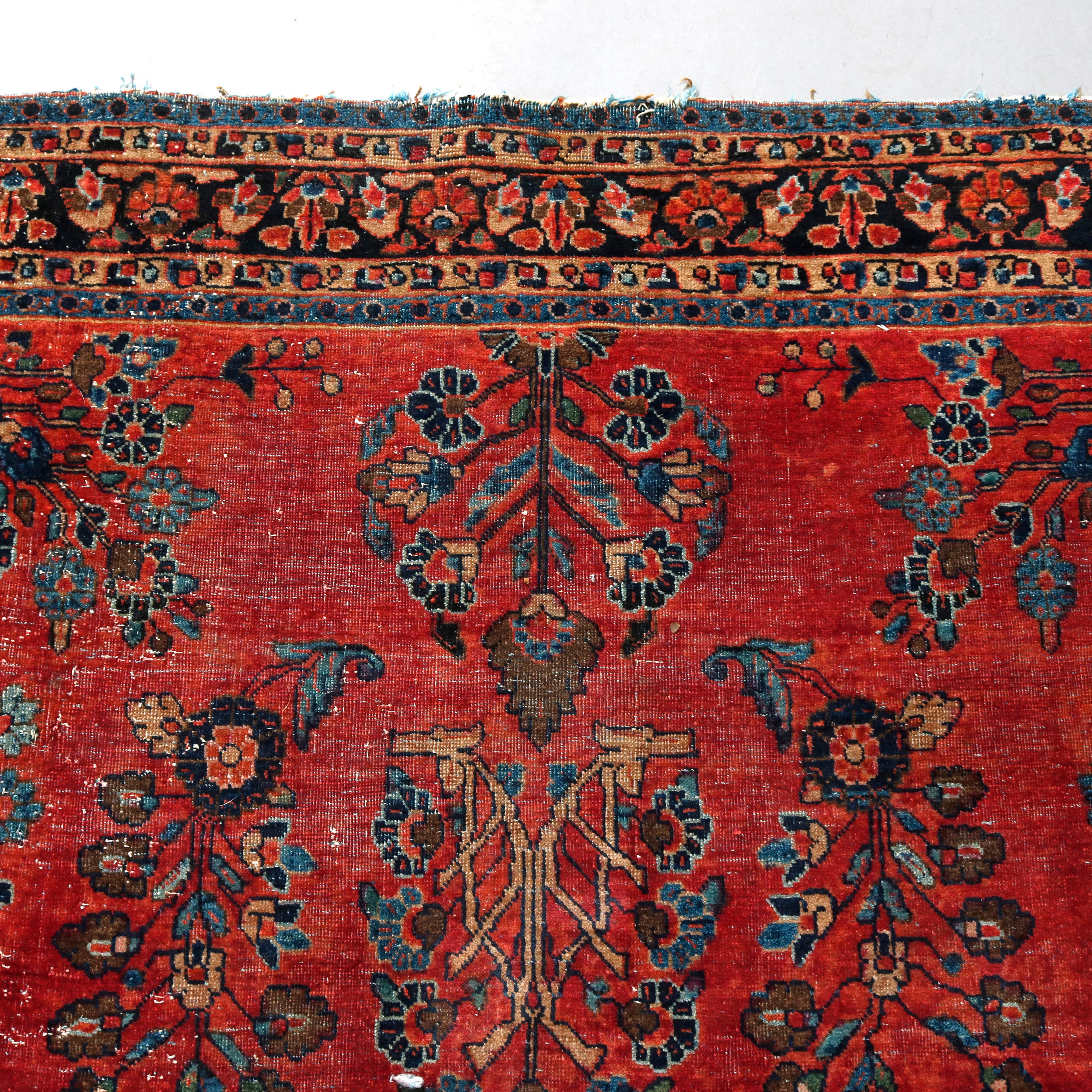 Antique Persian Mahajeran Sarouk Wool Oriental Rug, circa 1920 1