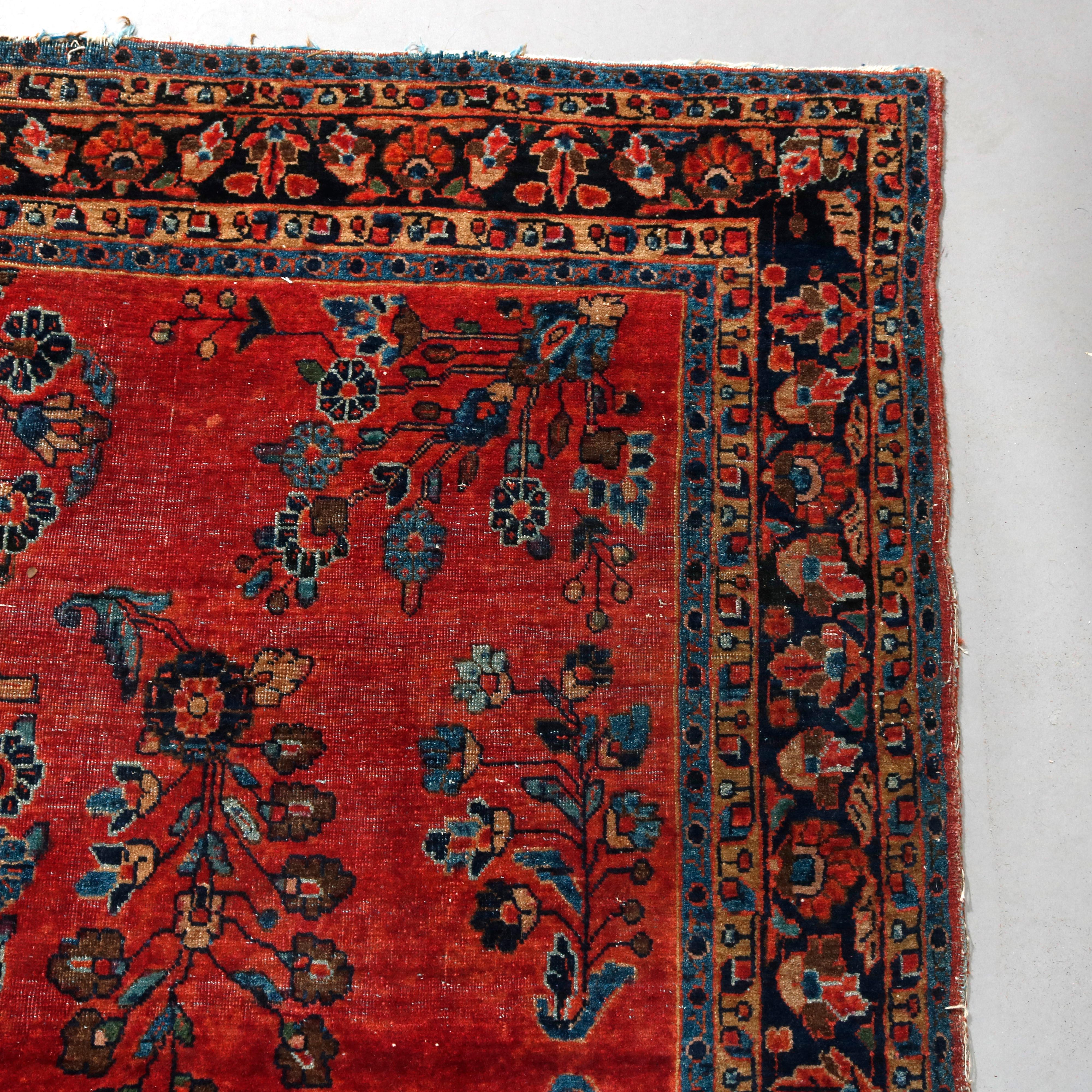 Antique Persian Mahajeran Sarouk Wool Oriental Rug, circa 1920 2