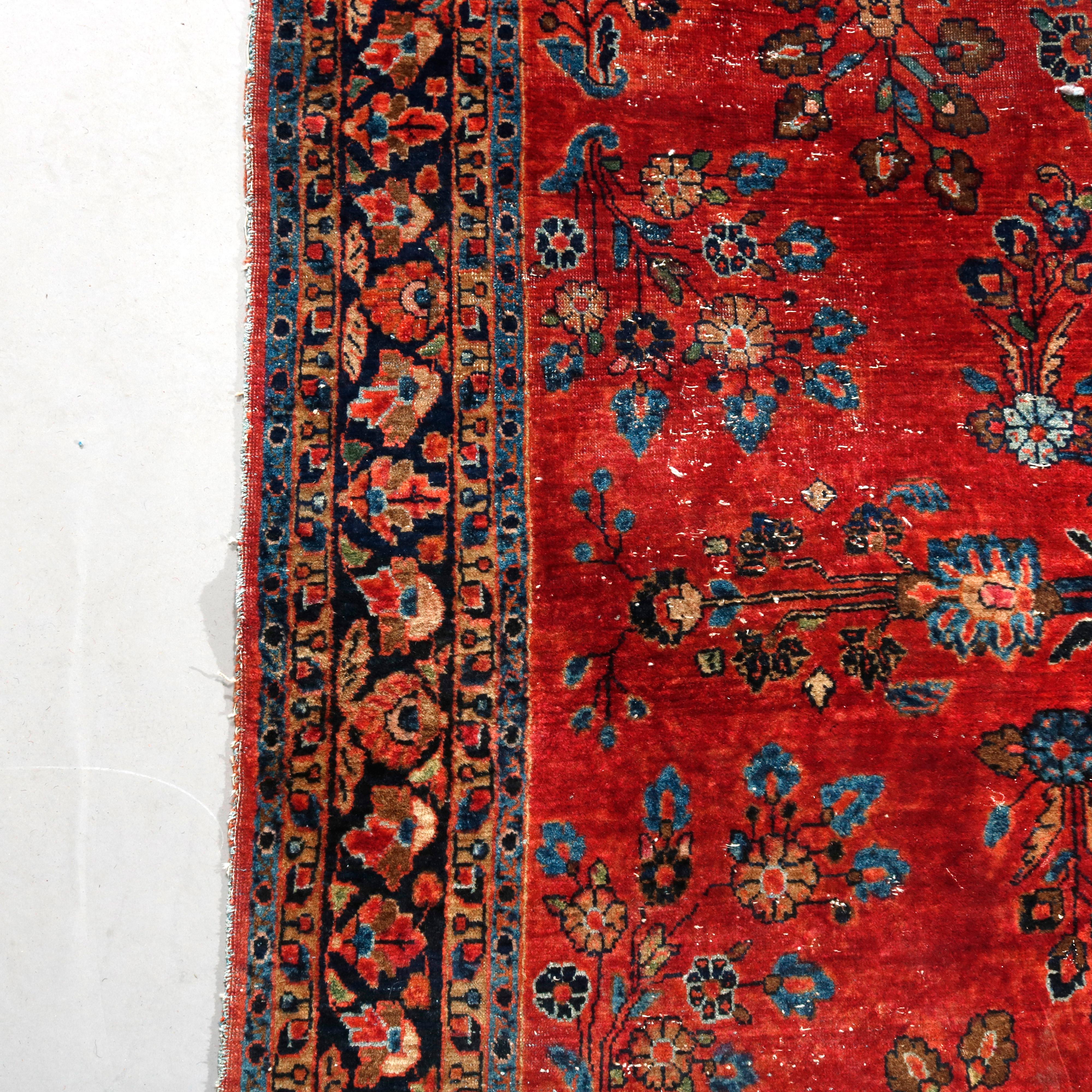 Antique Persian Mahajeran Sarouk Wool Oriental Rug, circa 1920 3