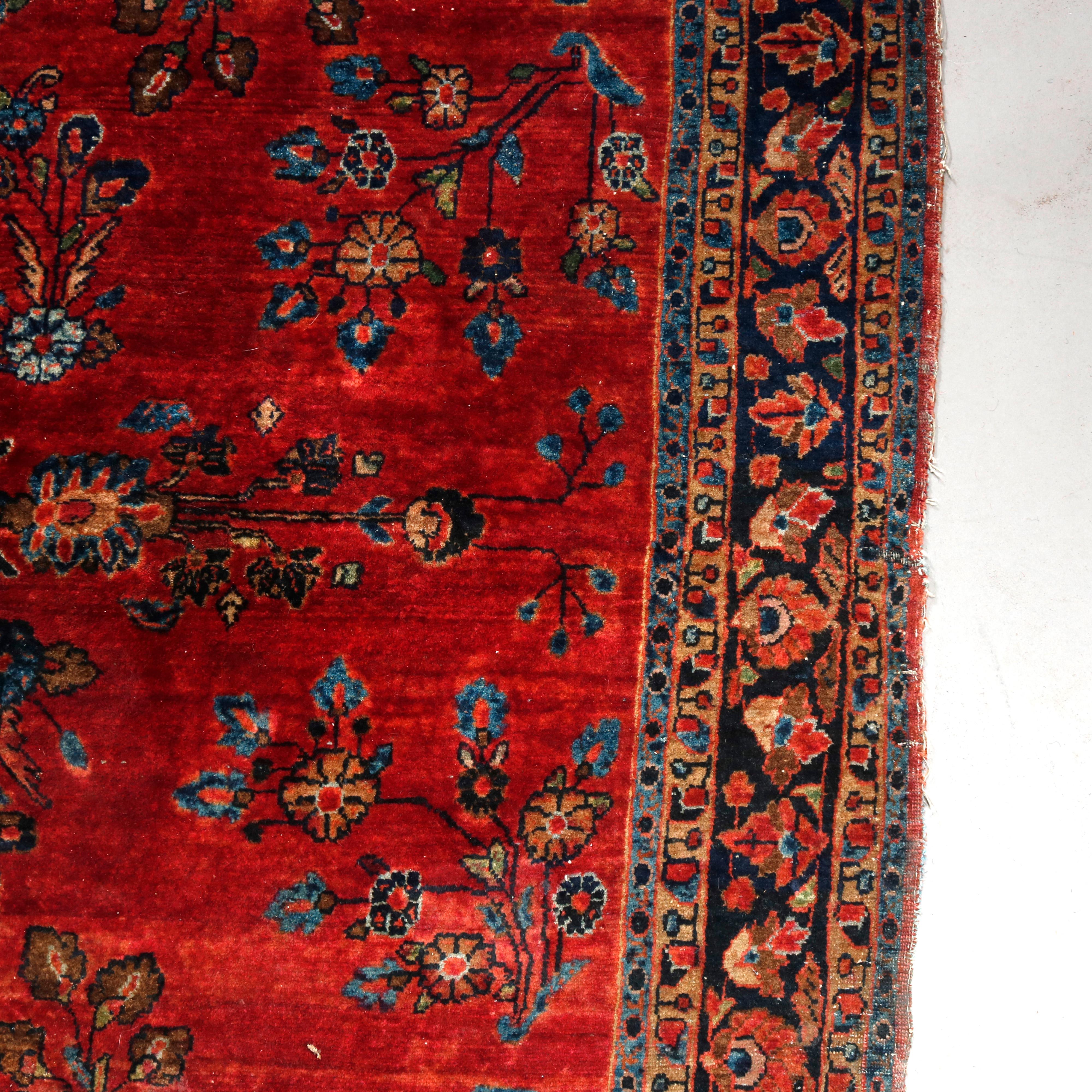 Antique Persian Mahajeran Sarouk Wool Oriental Rug, circa 1920 4