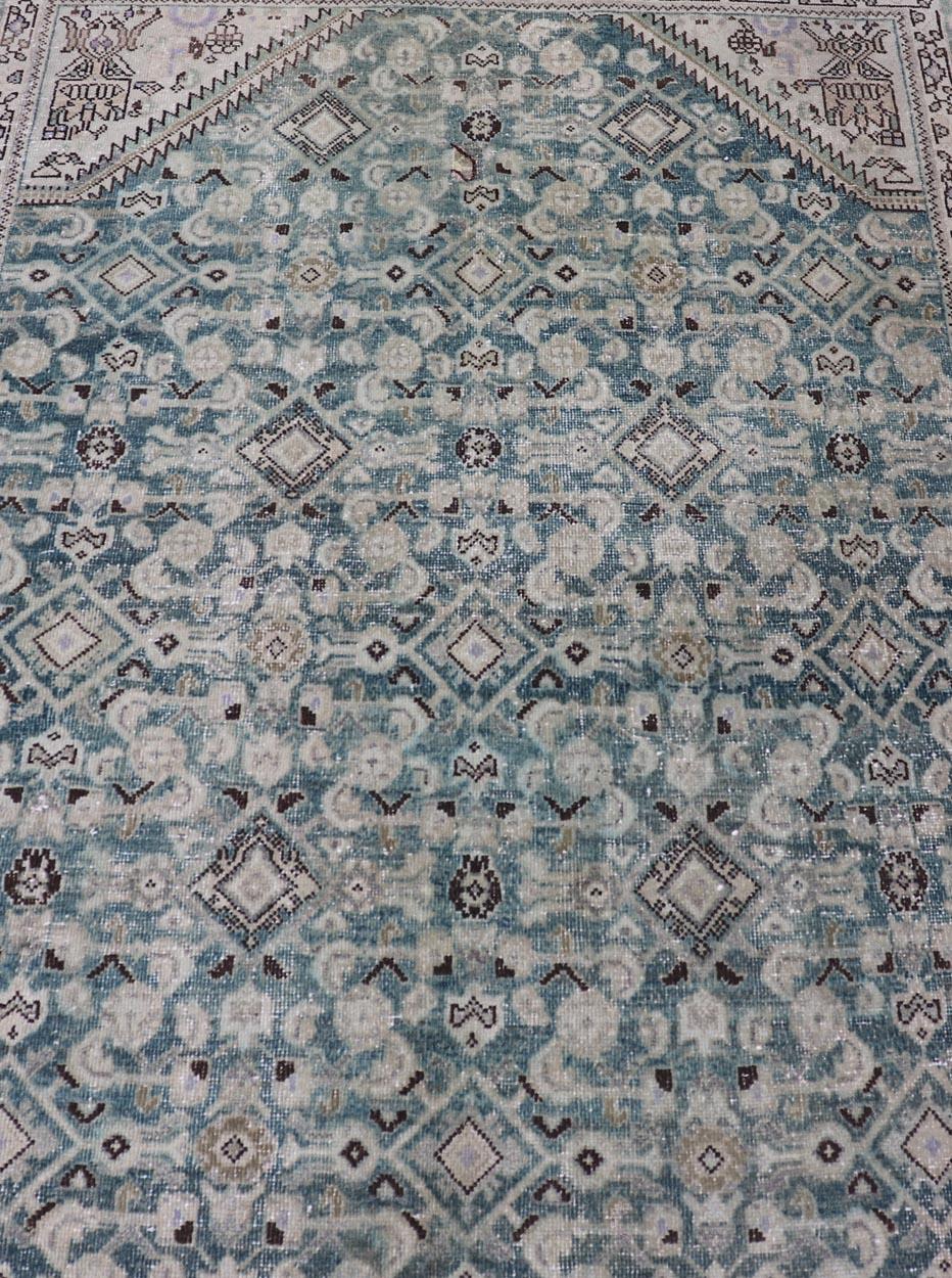 Antiker persischer Mahal-Blumenmotiv im All-Over-Design 5'0 x 10'2 (Handgeknüpft) im Angebot