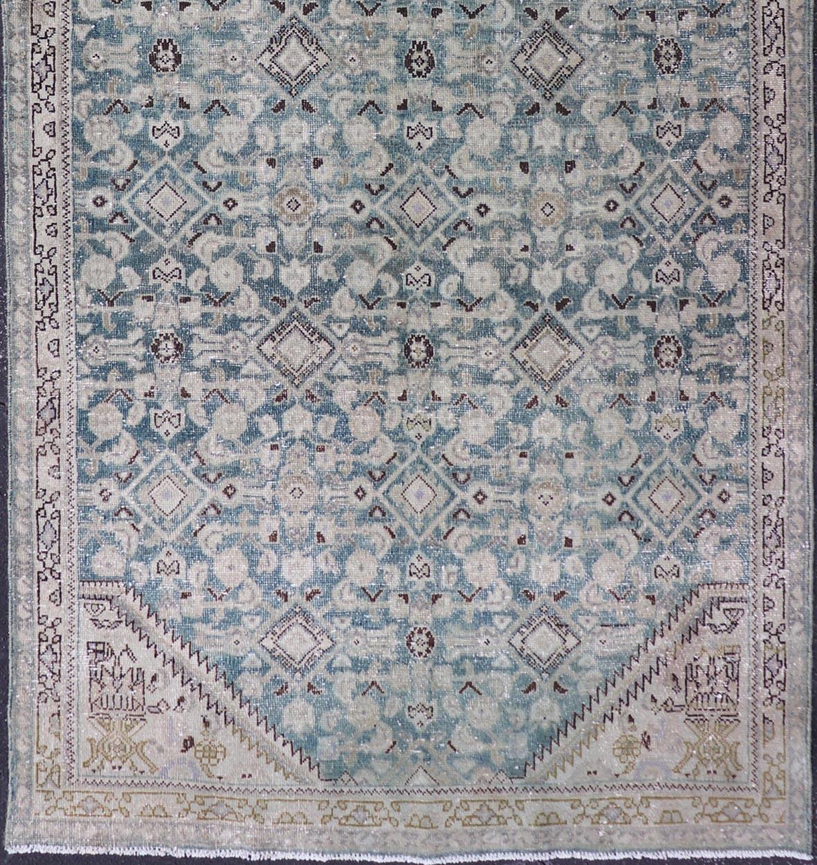 Antiker persischer Mahal-Blumenmotiv im All-Over-Design 5'0 x 10'2 (Wolle) im Angebot
