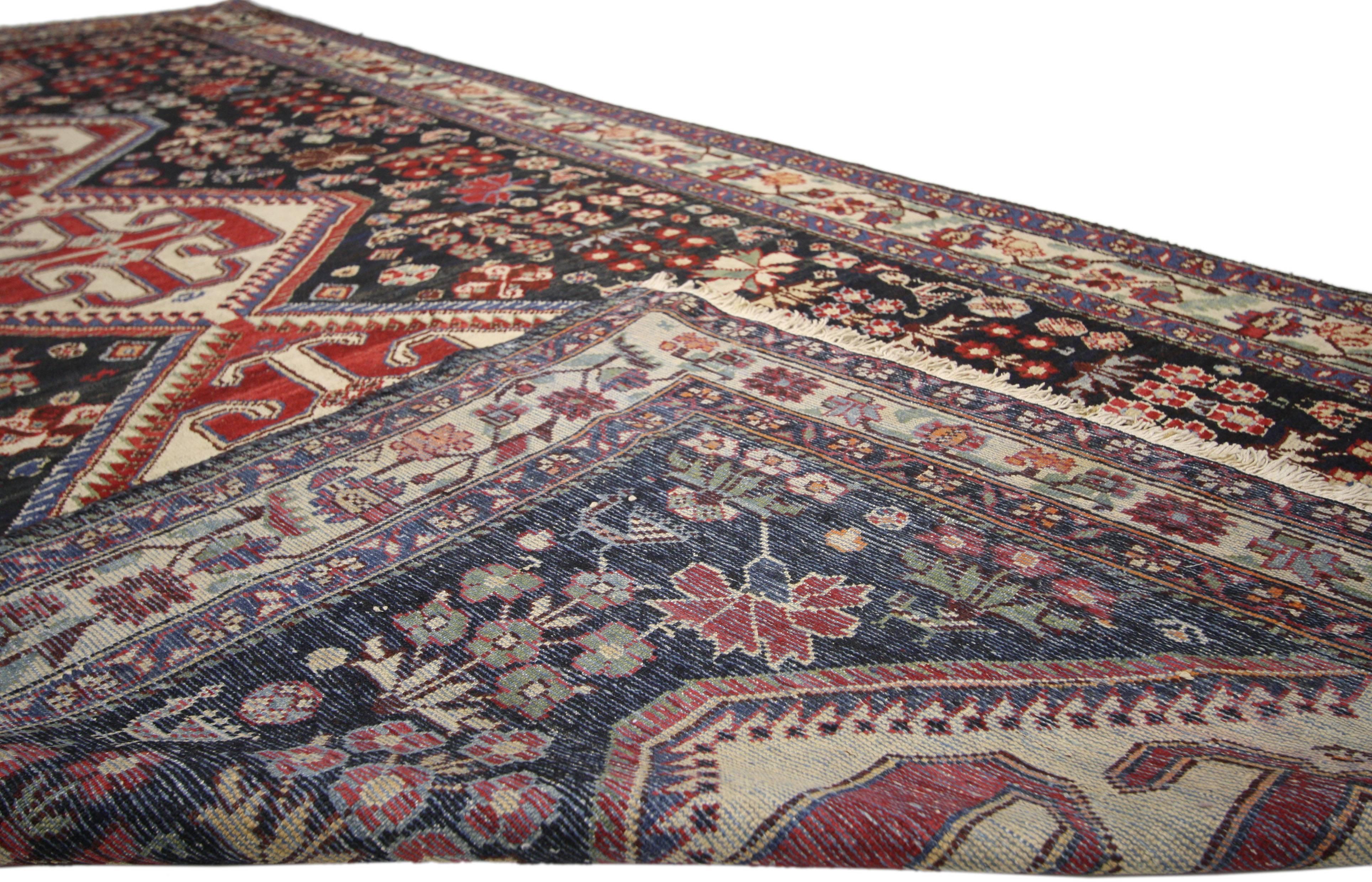 Modern Antique Persian Mahal Amulet Patterned Rug with Traditional Style For Sale