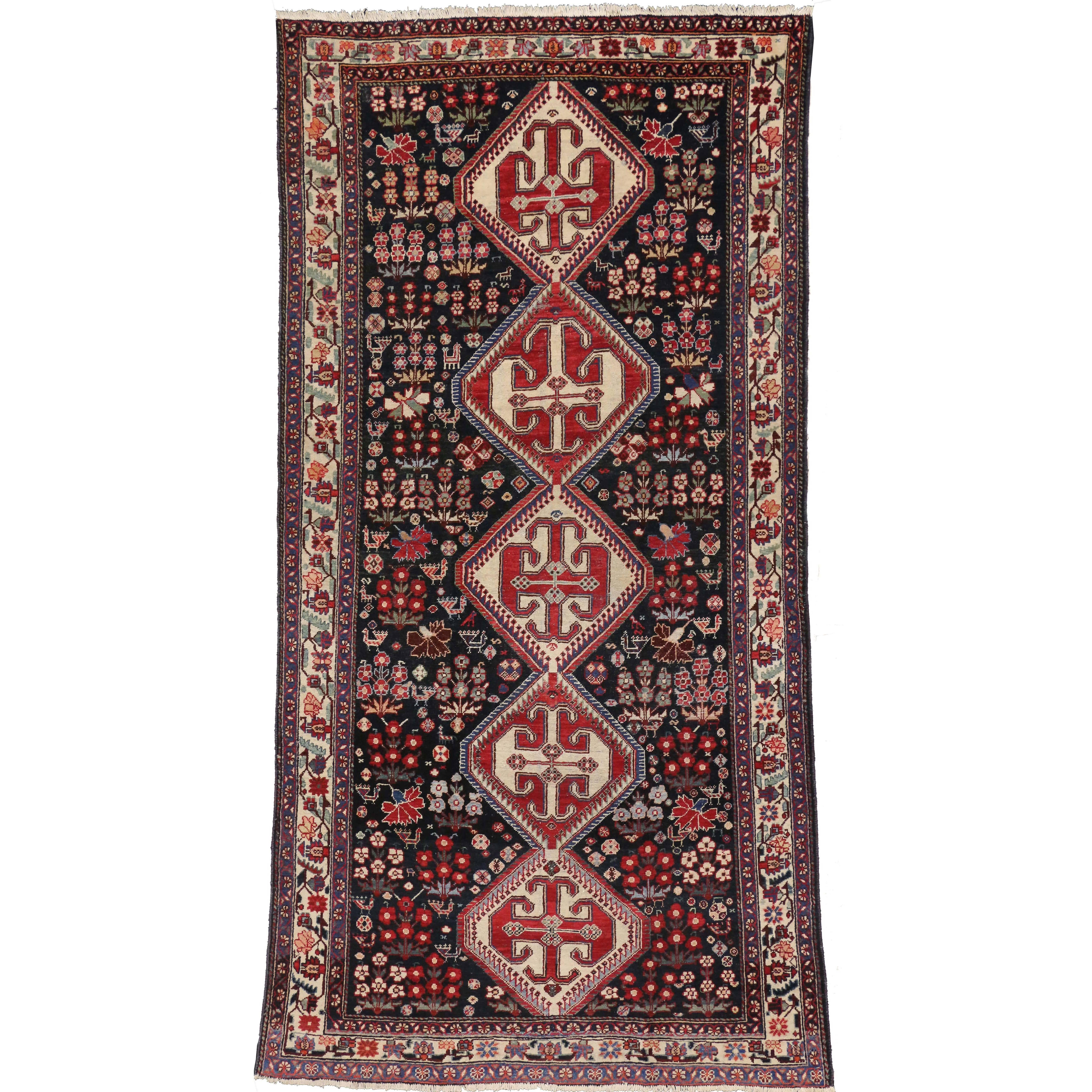 Antique Persian Mahal Amulet Patterned Rug with Traditional Style For Sale