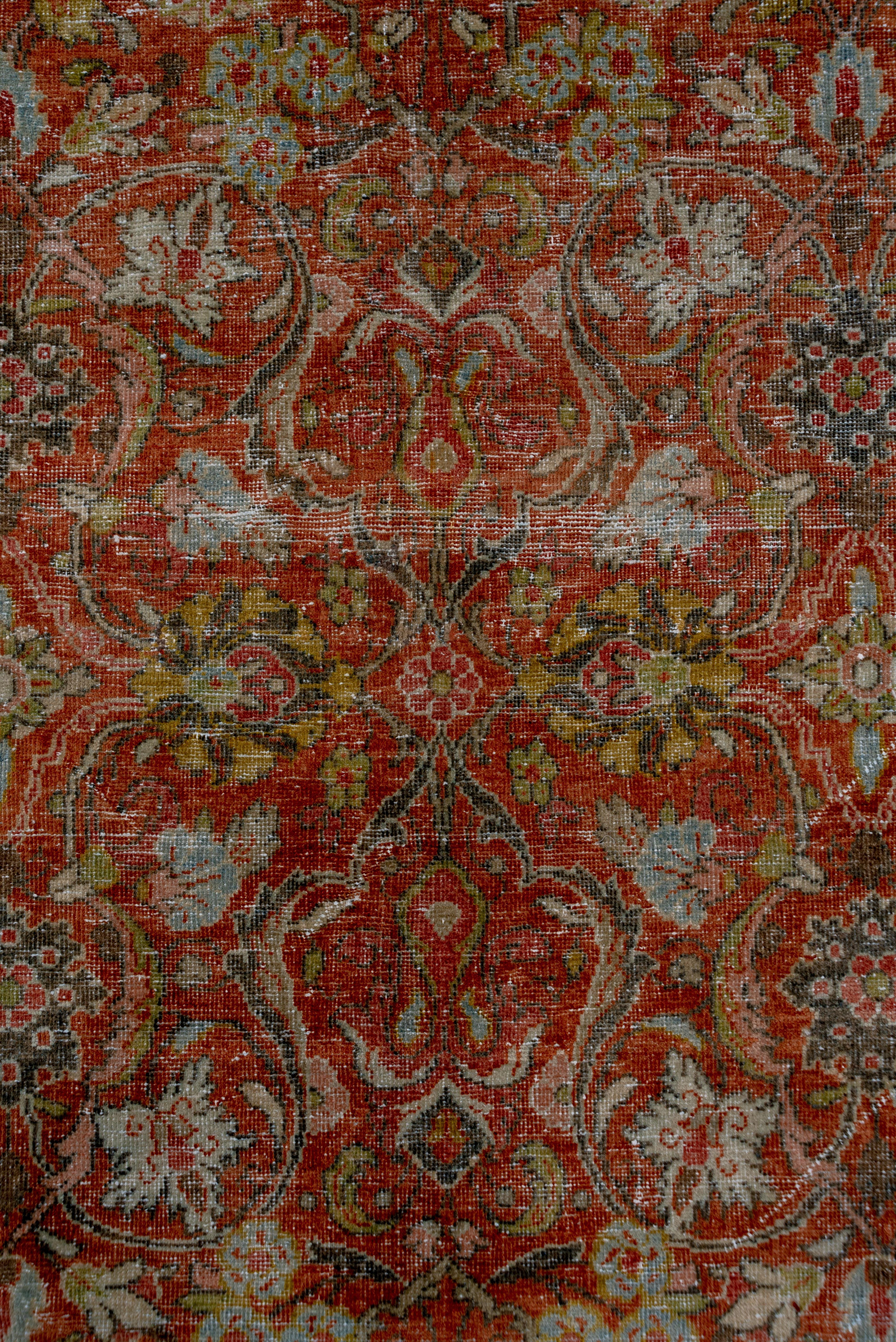 Antique Persian Mahal Area Rug, Rust Allover Field, circa 1930s In Good Condition In New York, NY