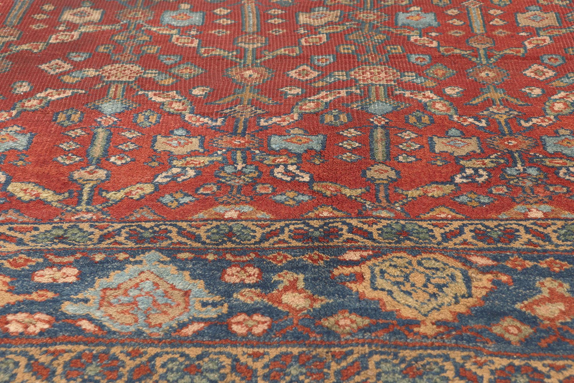 Hand-Knotted Antique-Worn Persian Mahal Rug, Relaxed Refinement Meets Rustic Sensibility For Sale