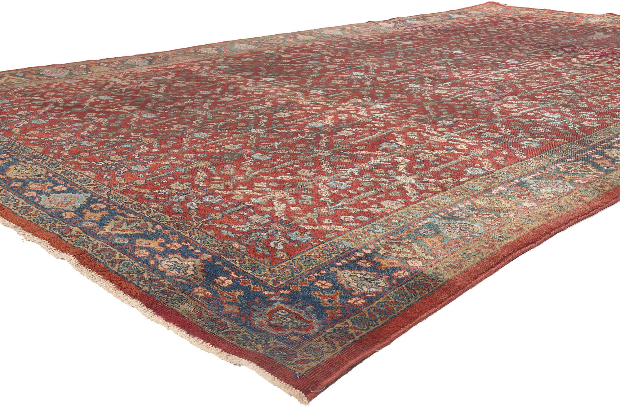 72497 Antique-Worn Persian Mahal Rug, 07'00 X 11'00.
Relaxed refinement meets rustic sensibility in this hand knotted wool antique-worn Persian Mahal rug. The Guli Henna lattice design and traditional color palette woven into this piece work