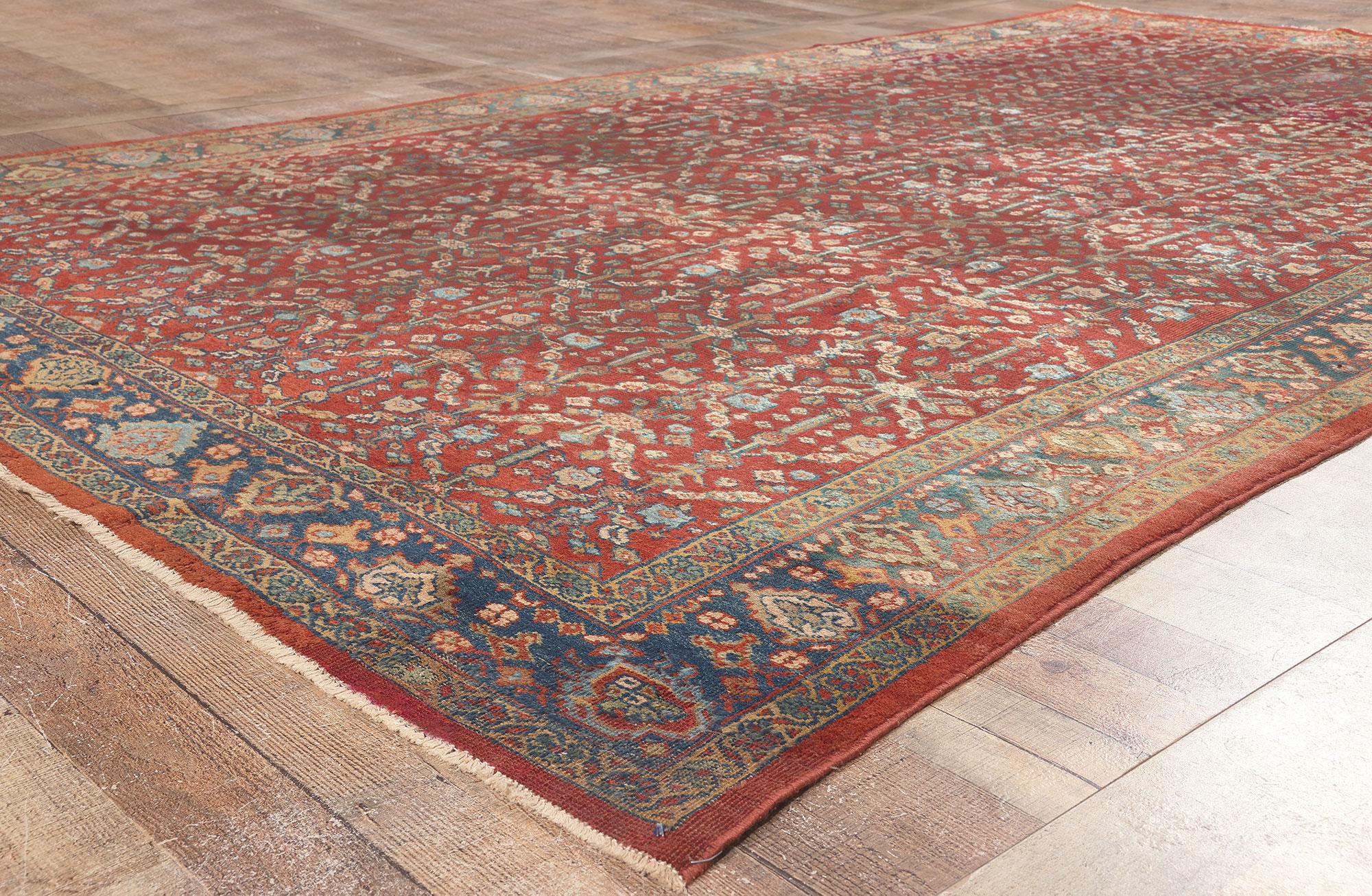 20th Century Antique-Worn Persian Mahal Rug, Relaxed Refinement Meets Rustic Sensibility For Sale