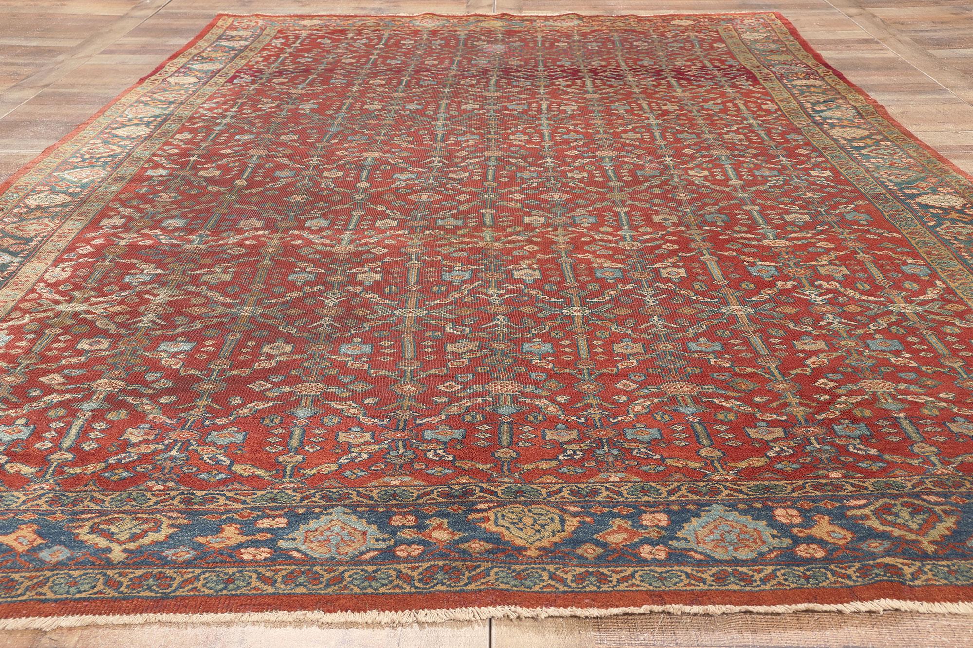 Wool Antique-Worn Persian Mahal Rug, Relaxed Refinement Meets Rustic Sensibility For Sale