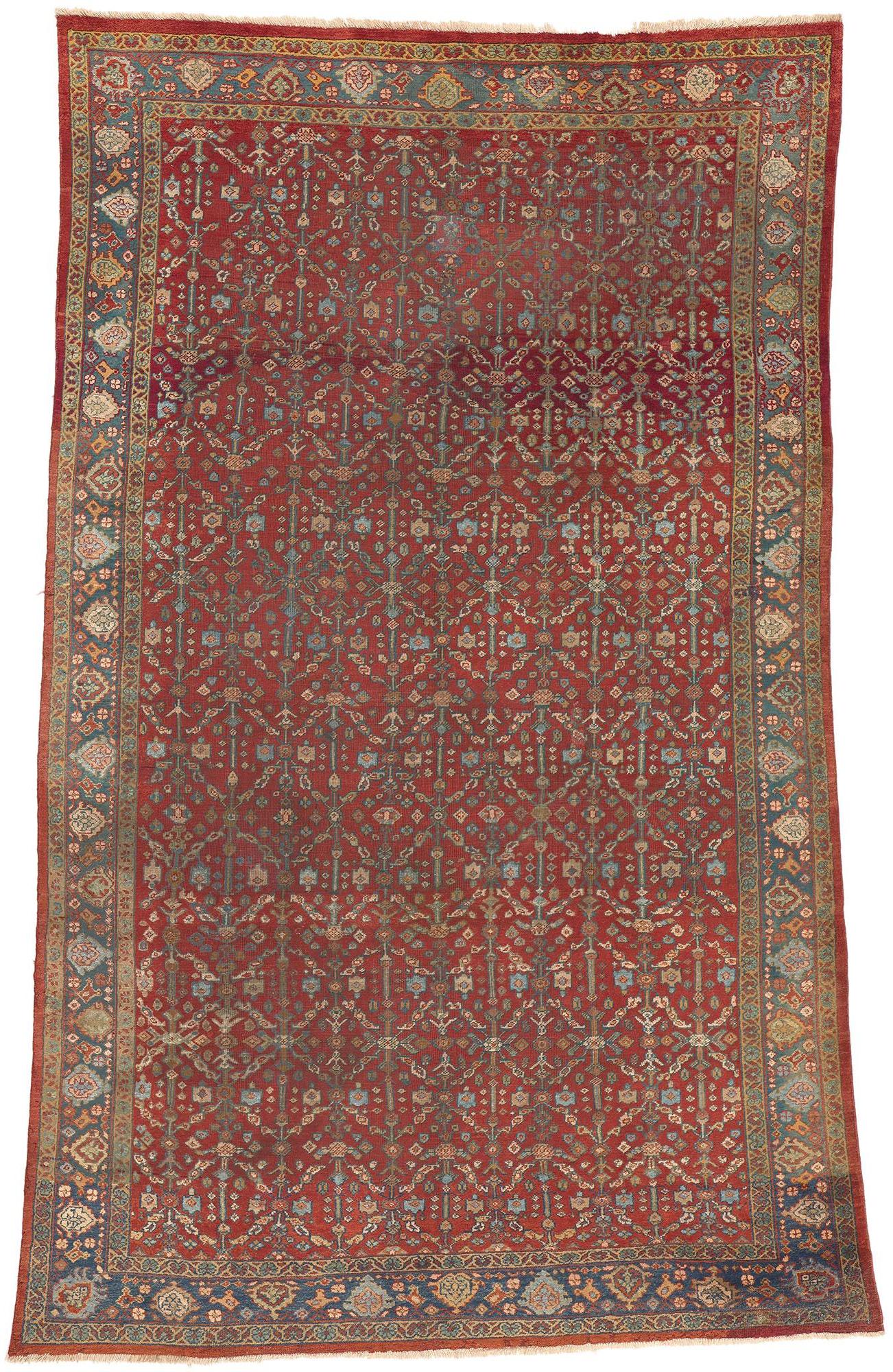 Antique-Worn Persian Mahal Rug, Relaxed Refinement Meets Rustic Sensibility For Sale