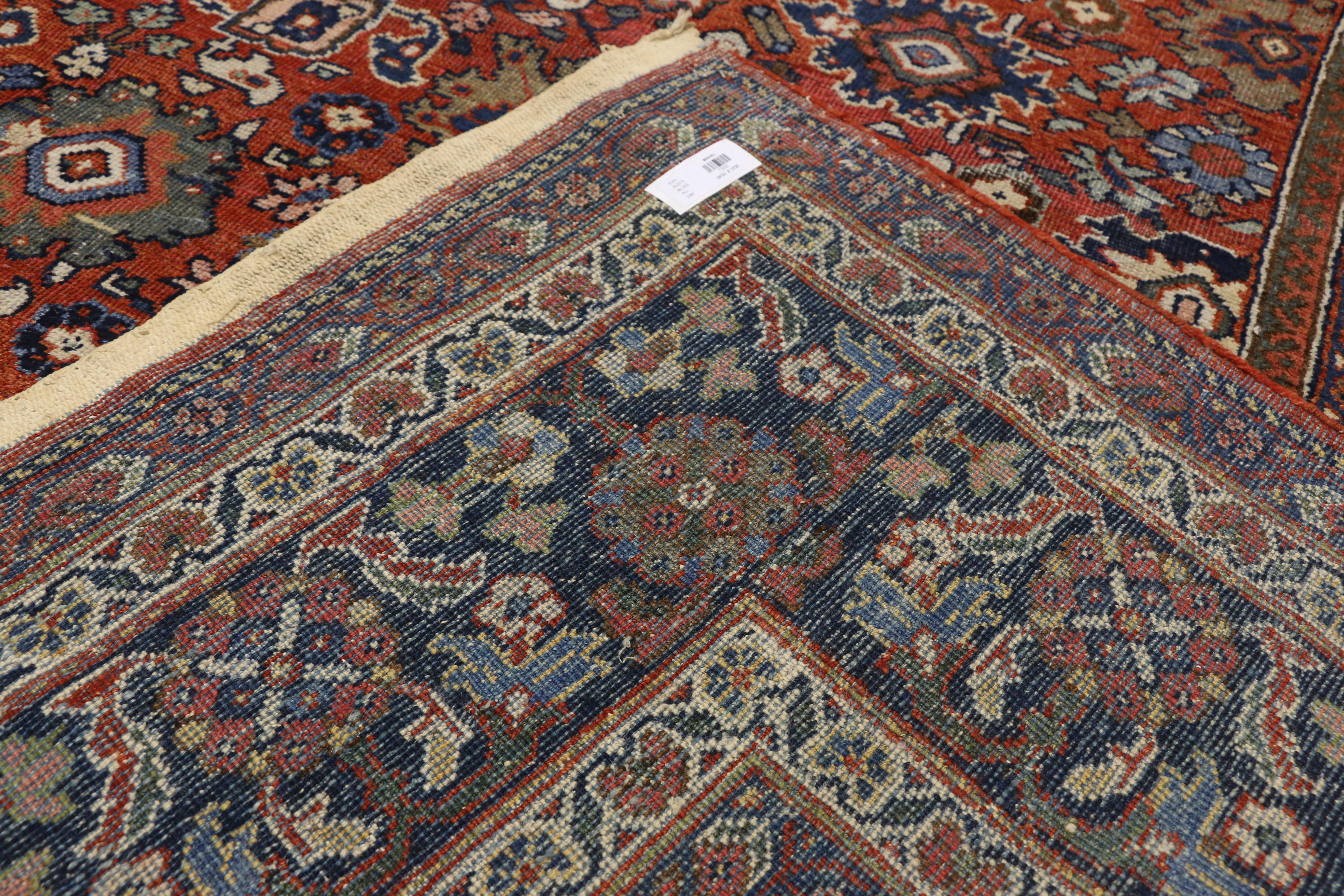Hand-Knotted Antique Persian Mahal Area Rug with Federal and American Colonial Style