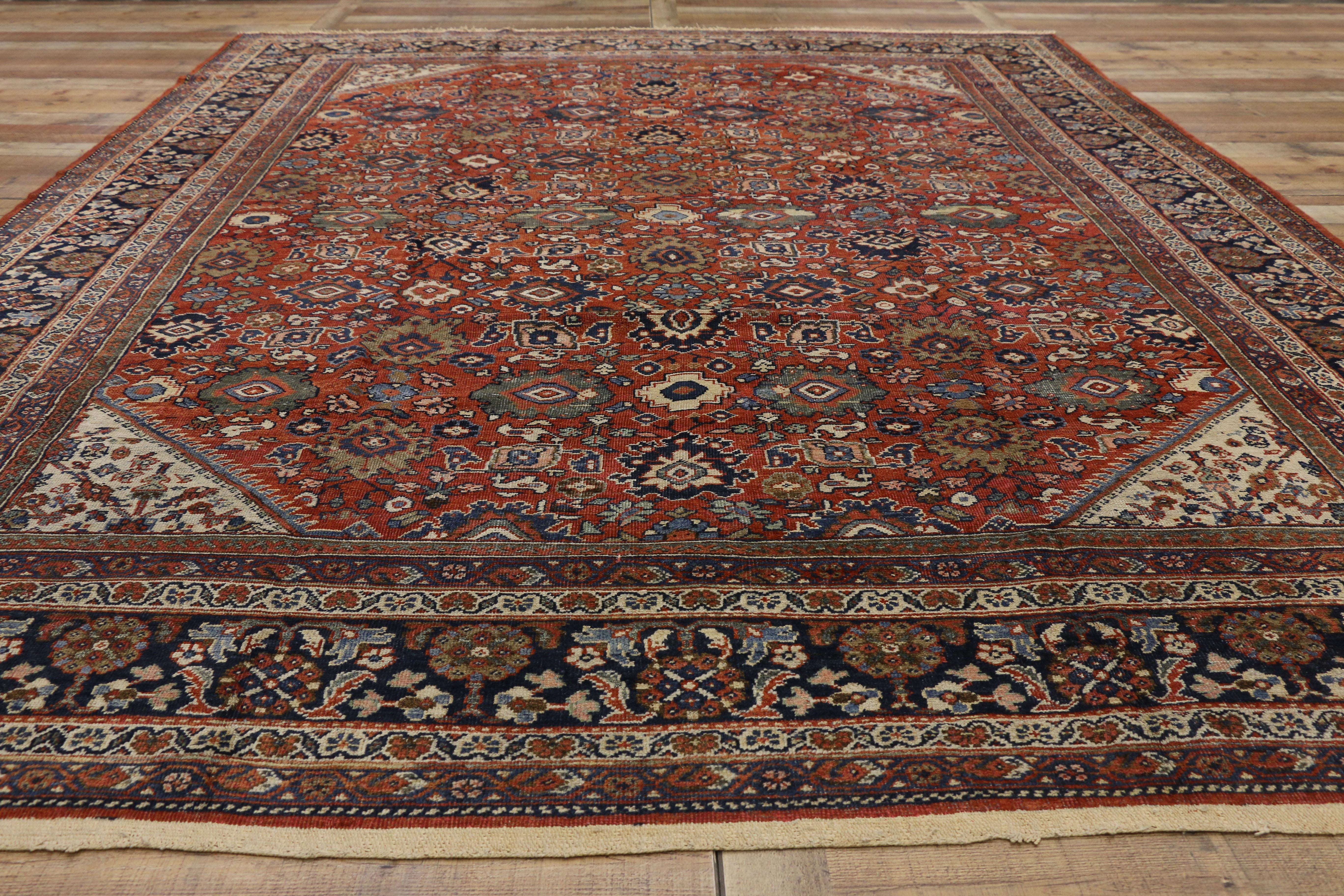 20th Century Antique Persian Mahal Area Rug with Federal and American Colonial Style