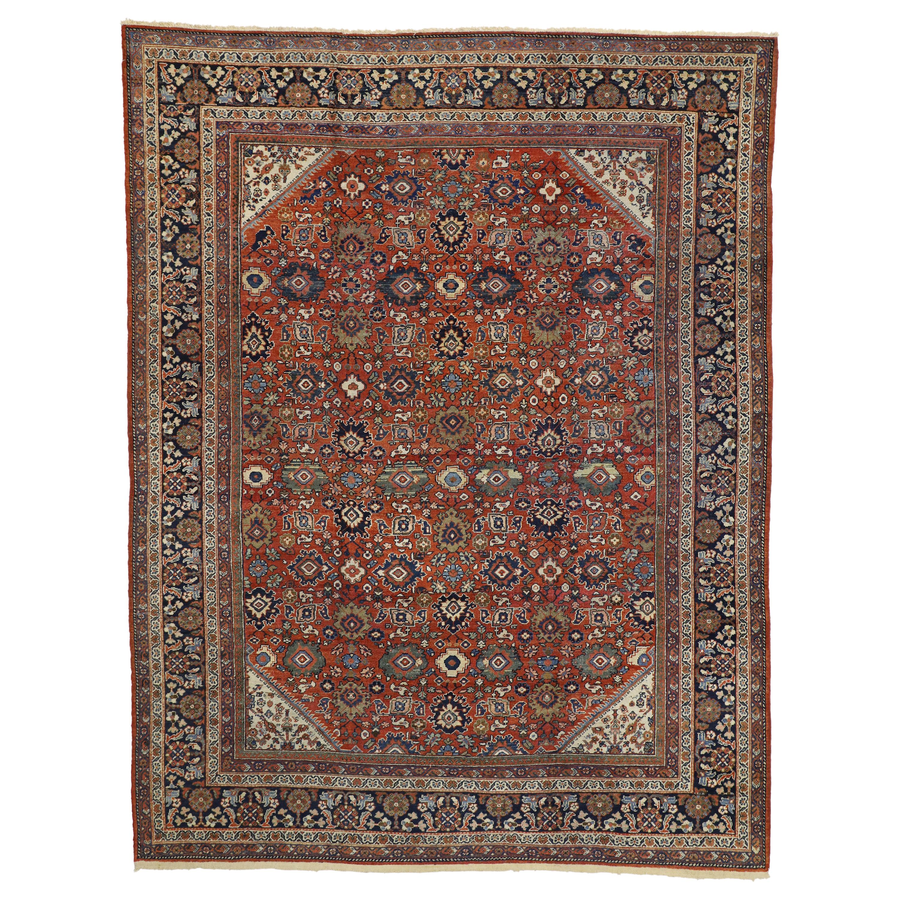 Antique Persian Mahal Area Rug with Federal and American Colonial Style