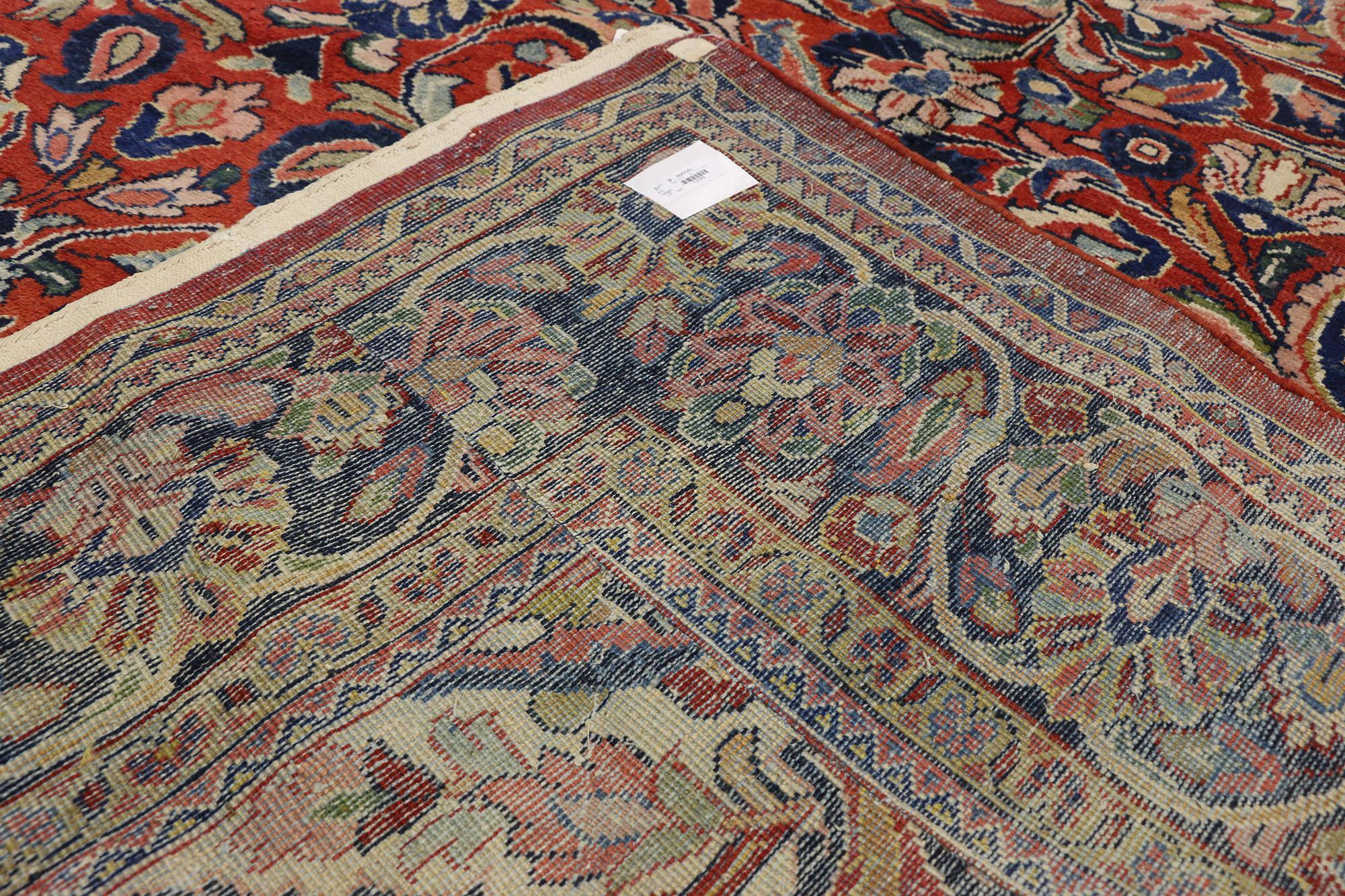 Hand-Knotted Antique Persian Mahal Area Rug with Modern Federal Style For Sale