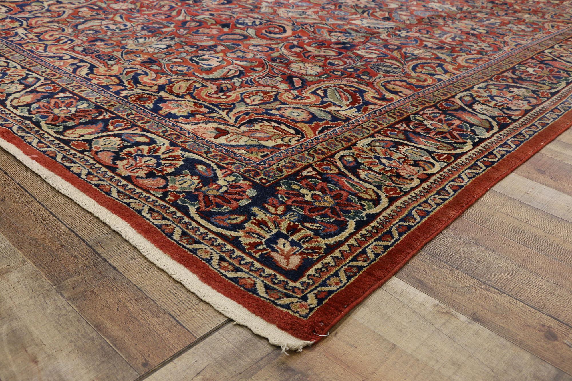 Antique Persian Mahal Area Rug with Modern Federal Style In Good Condition For Sale In Dallas, TX
